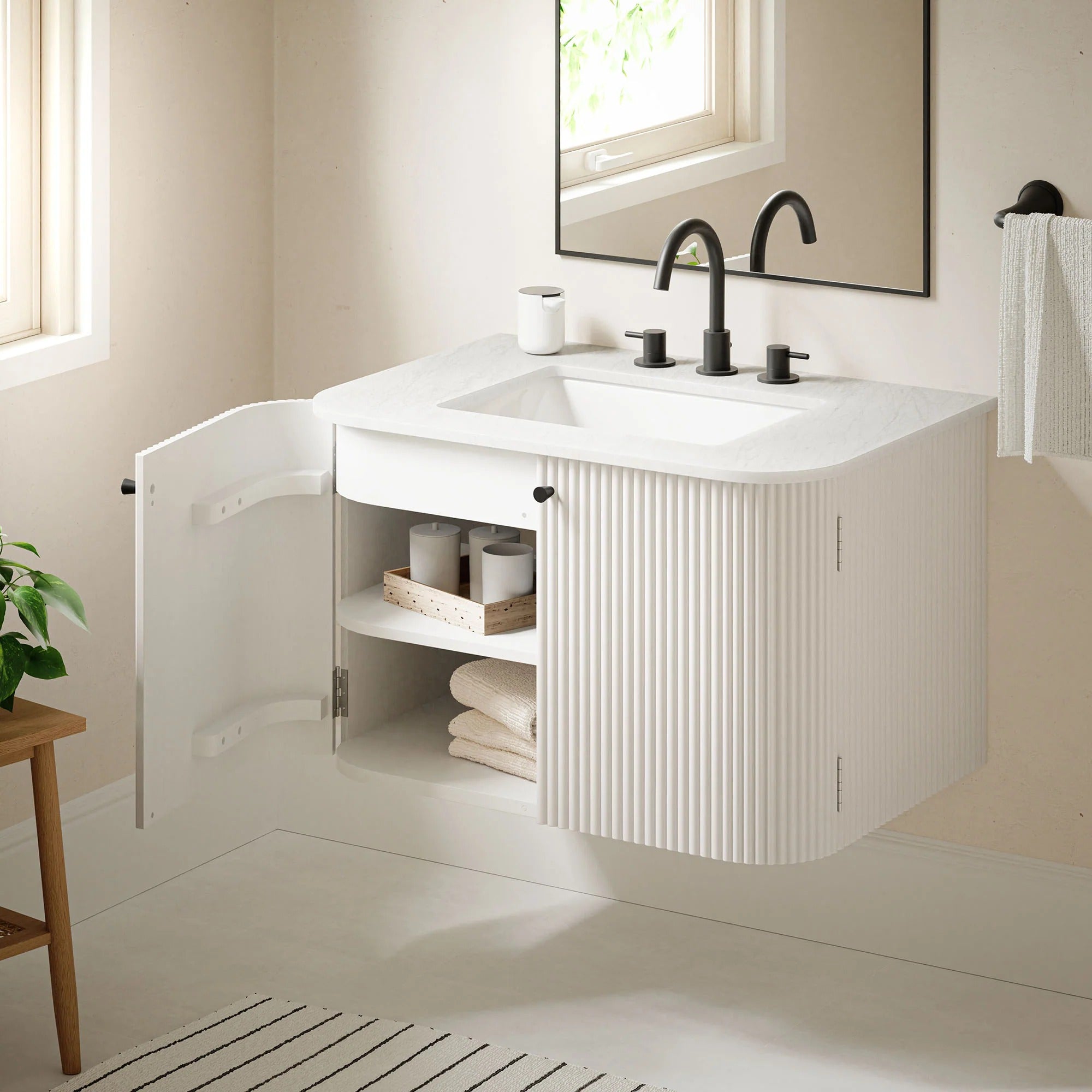 Zia 24" Wall-Mount Bathroom Vanity with Marble Sink