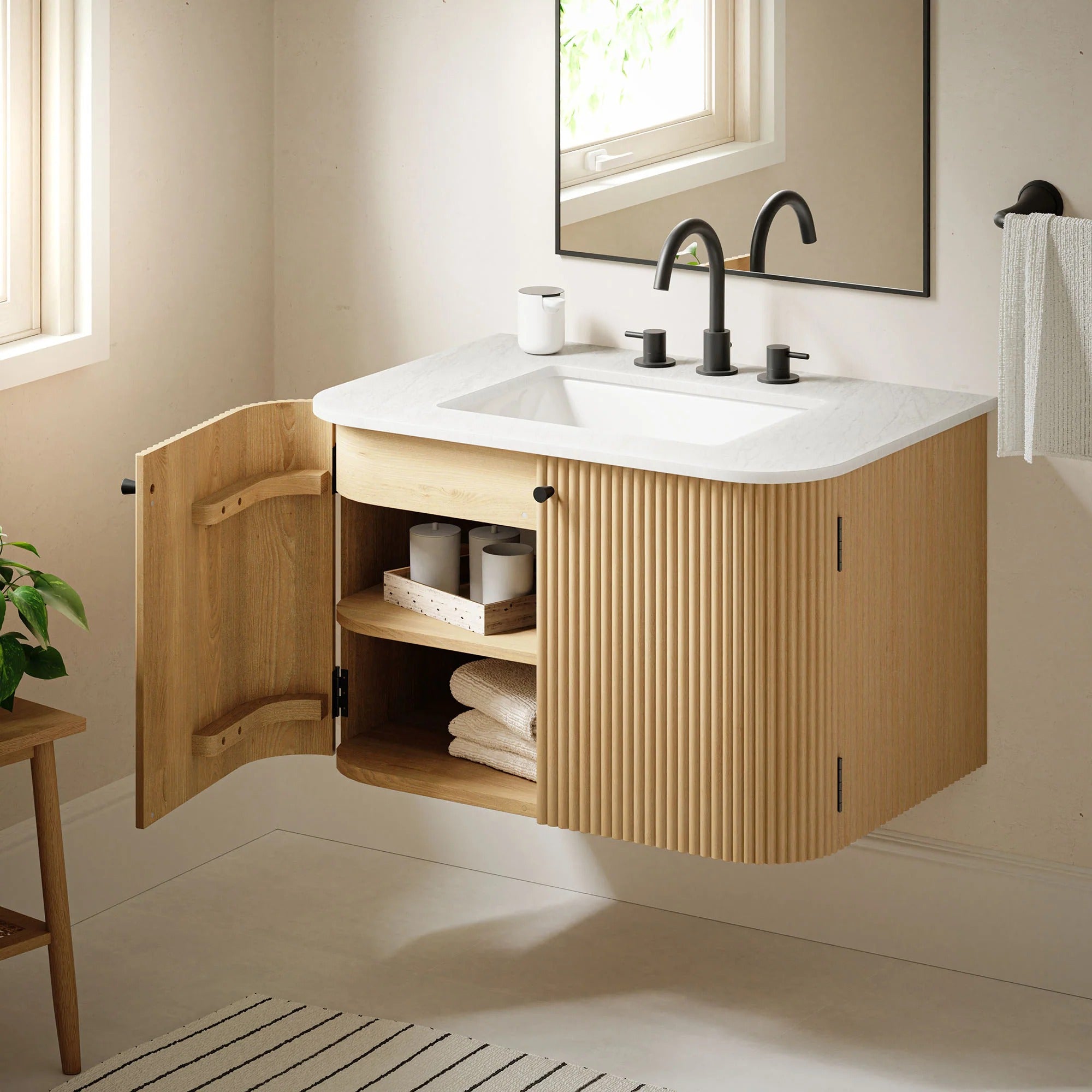 Zia 24" Wall-Mount Bathroom Vanity with Marble Sink