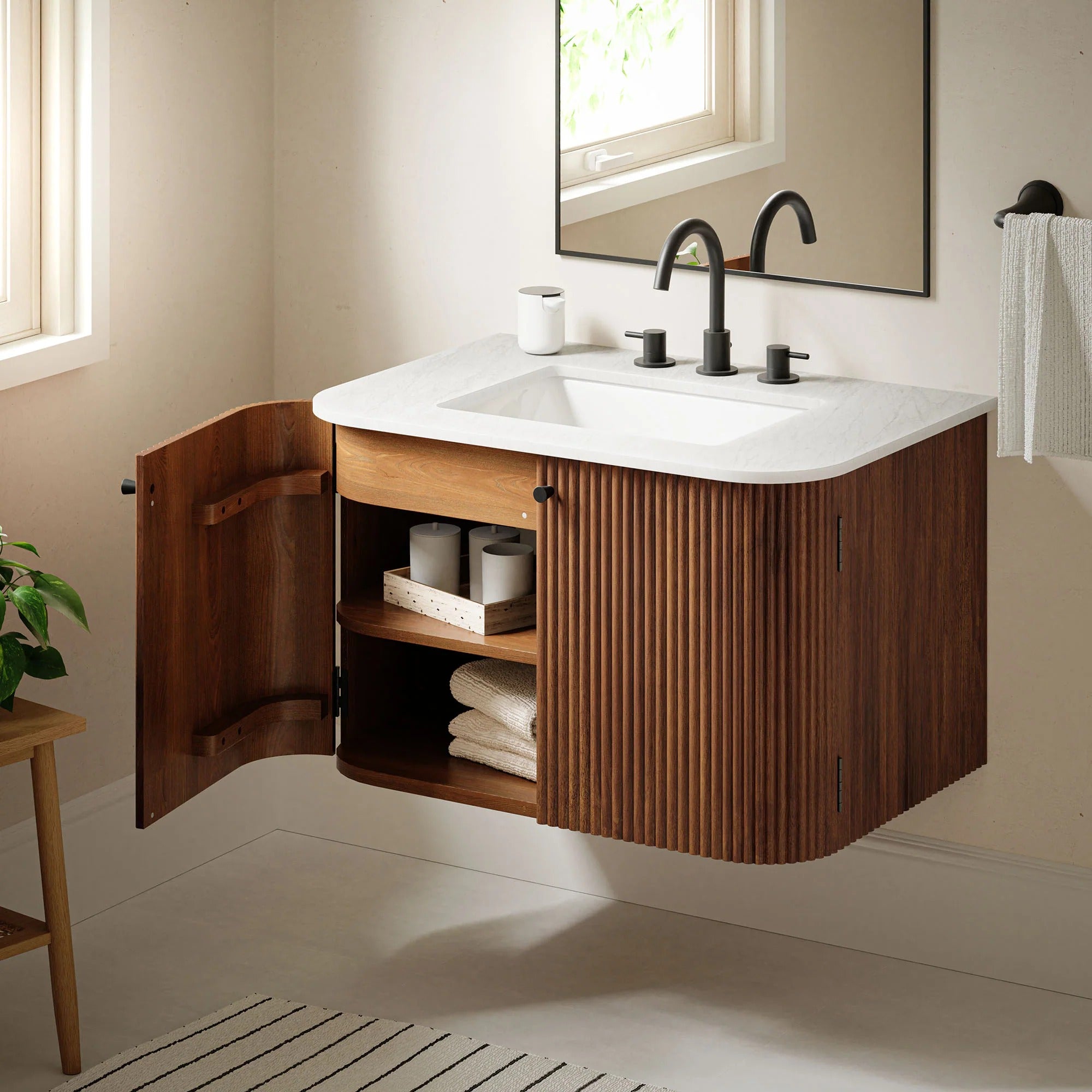 Zia 24" Wall-Mount Bathroom Vanity with Marble Sink