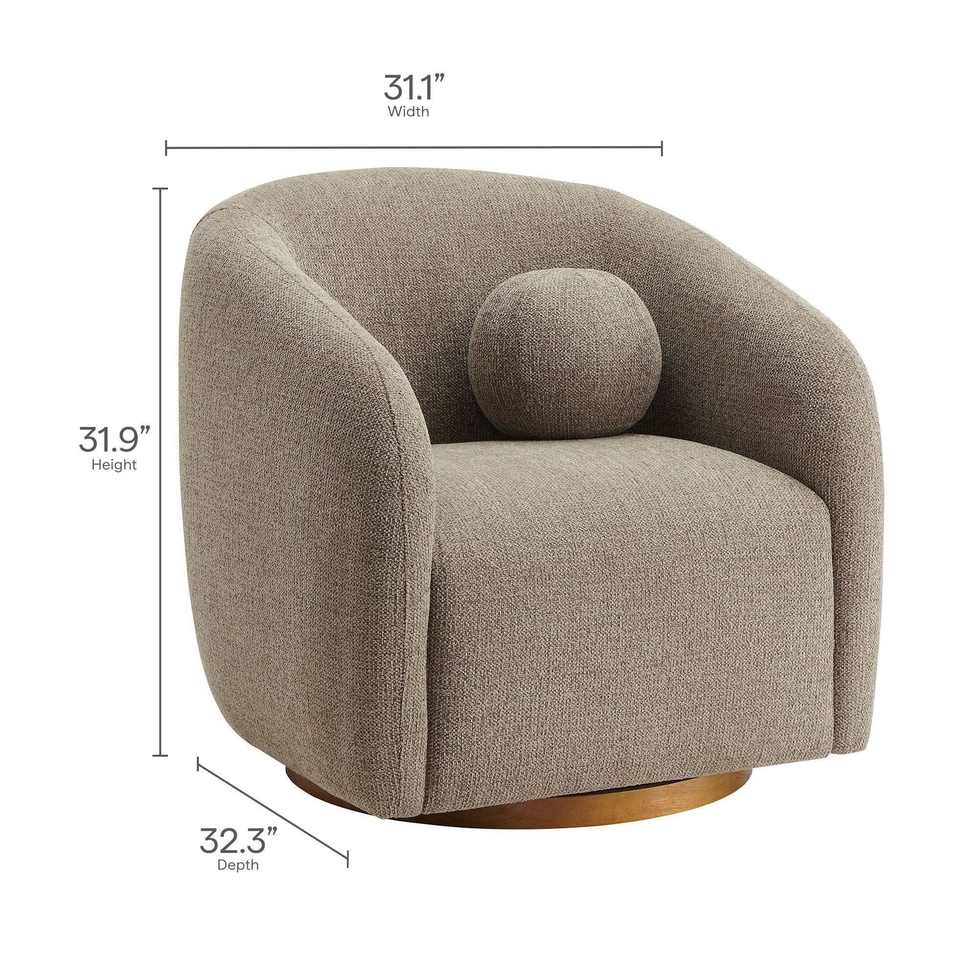 Holland Swivel Chenille Fabric Armchair