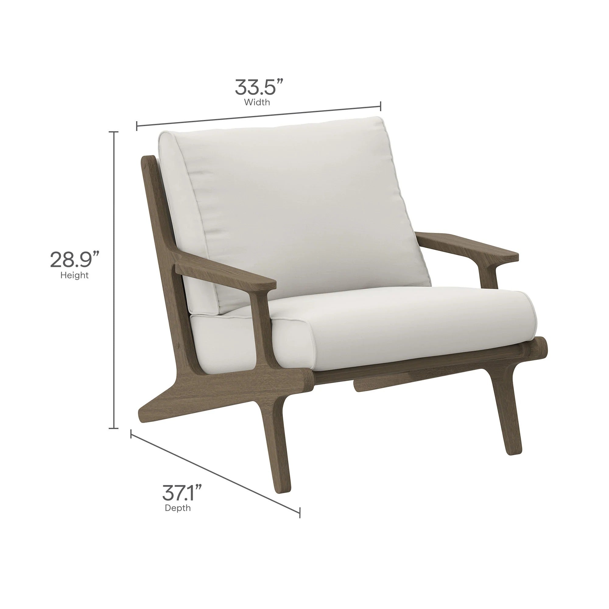 Saratoga Outdoor Patio Teak Wood Chair and Ottoman Set in Weathered Gray White