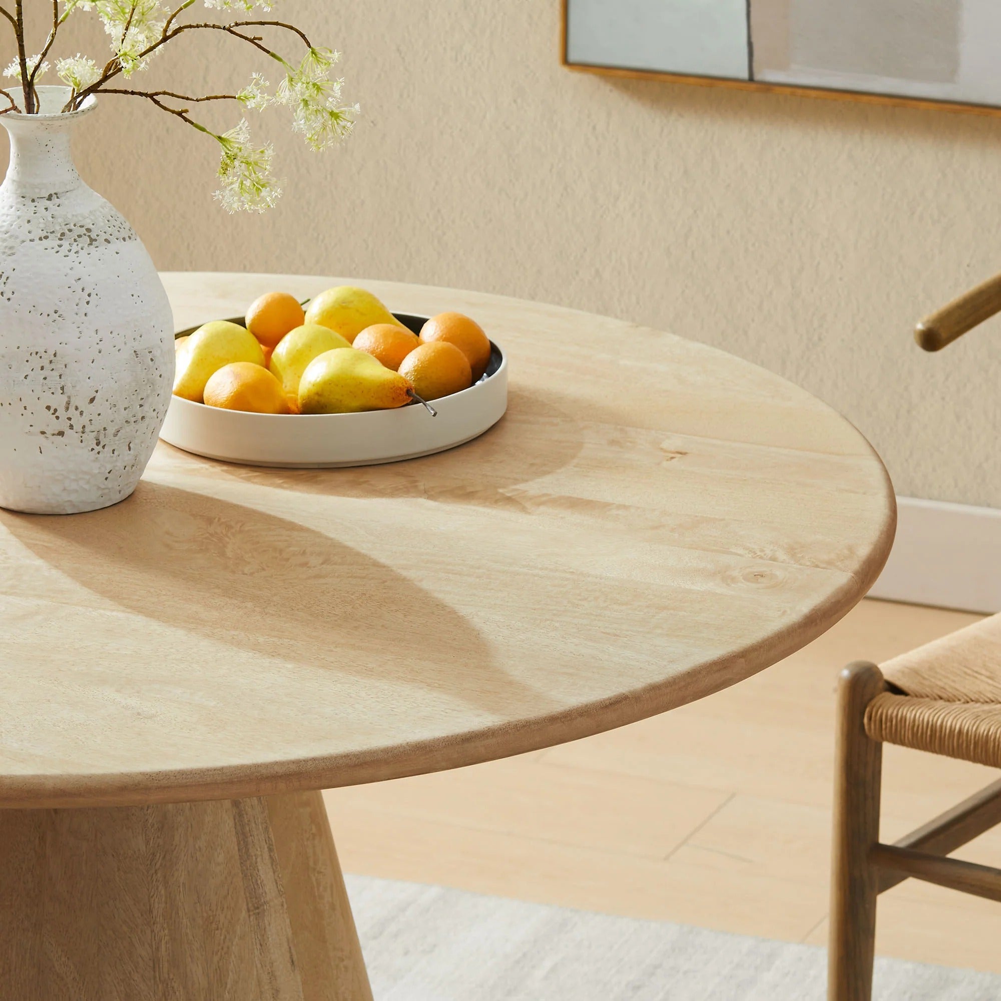Sabelle 47" Round Wood Dining Table in Natural