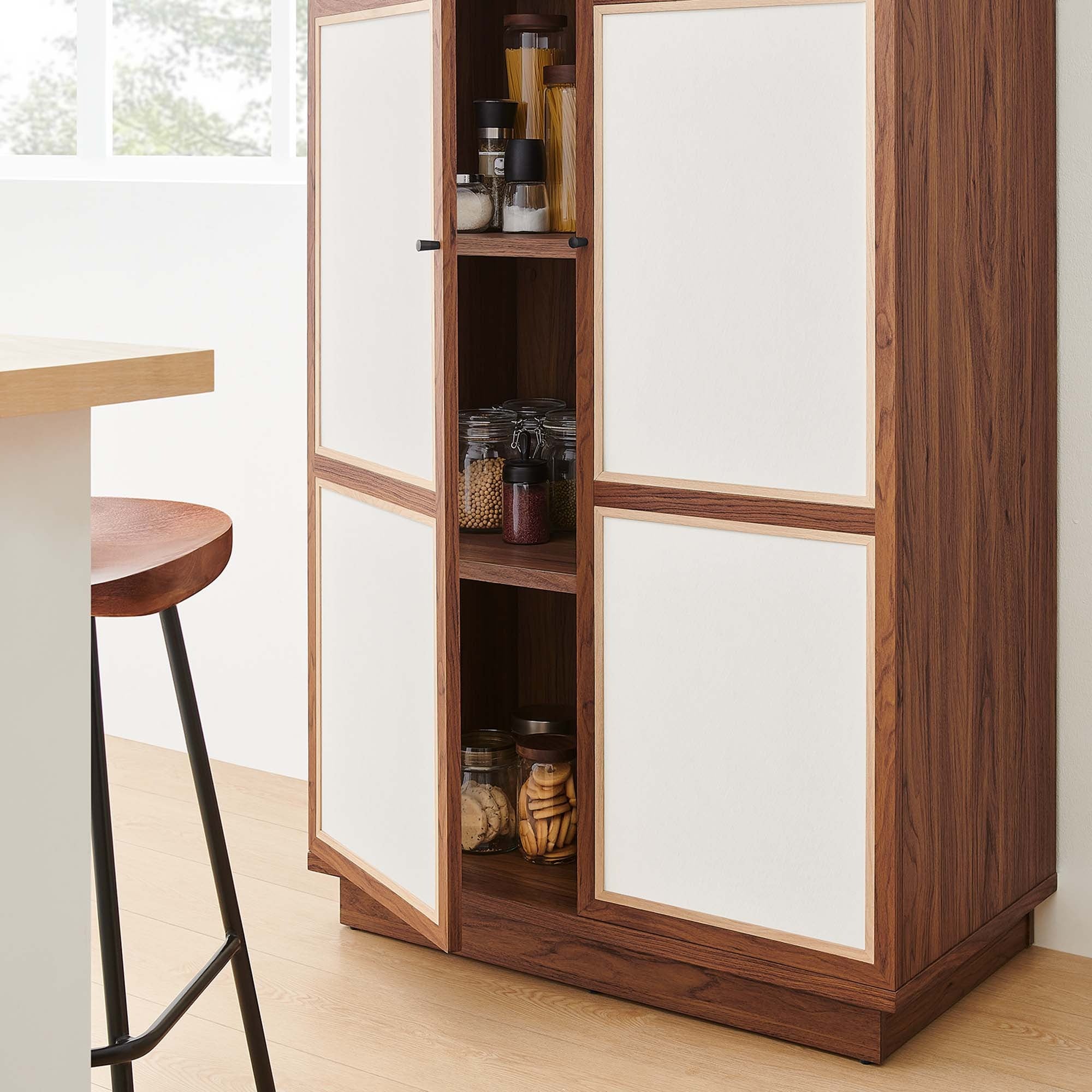 Capri 70" Tall Wood Grain Storage Cabinet in Walnut
