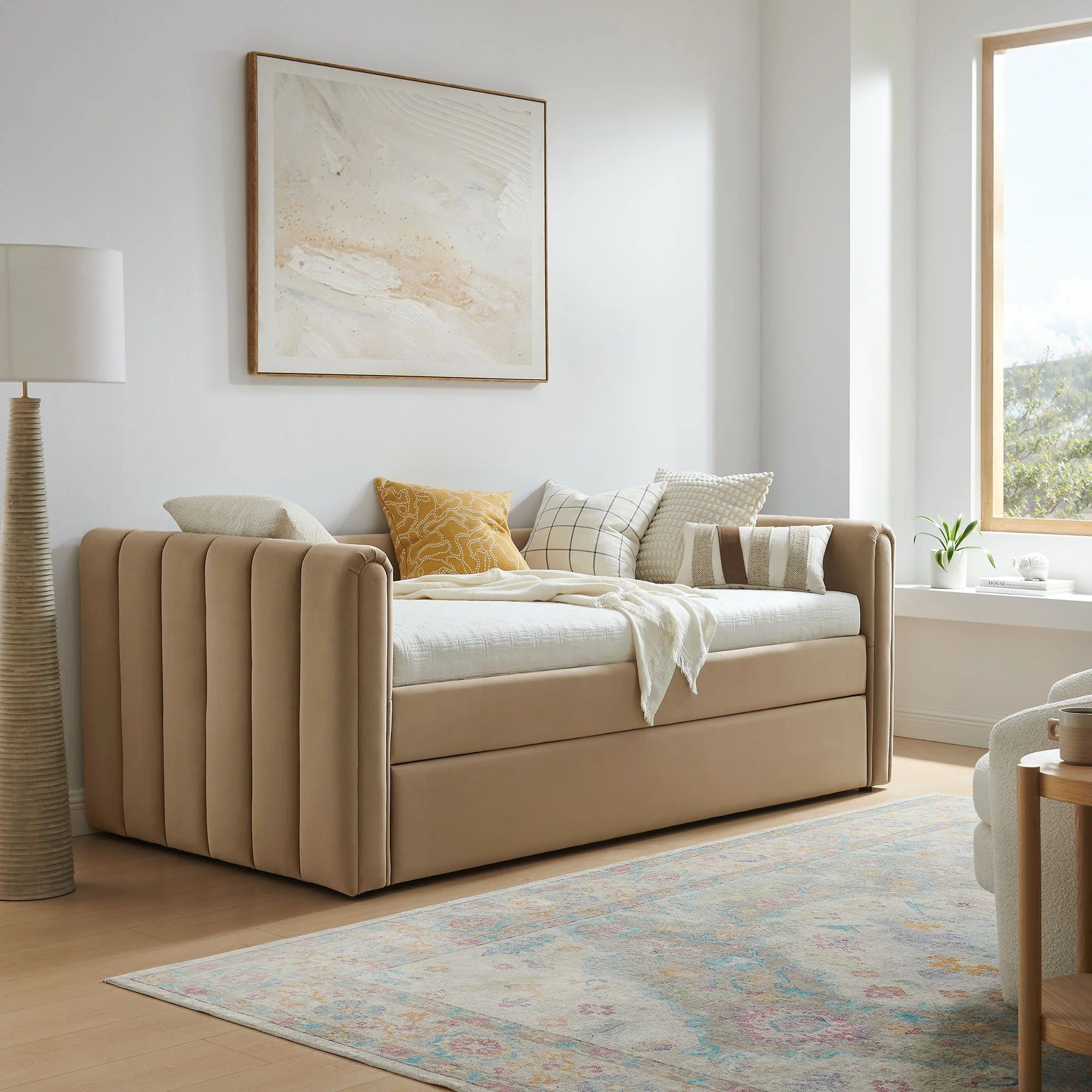 Veyla Channel Tufted Performance Velvet Twin Daybed With Trundle