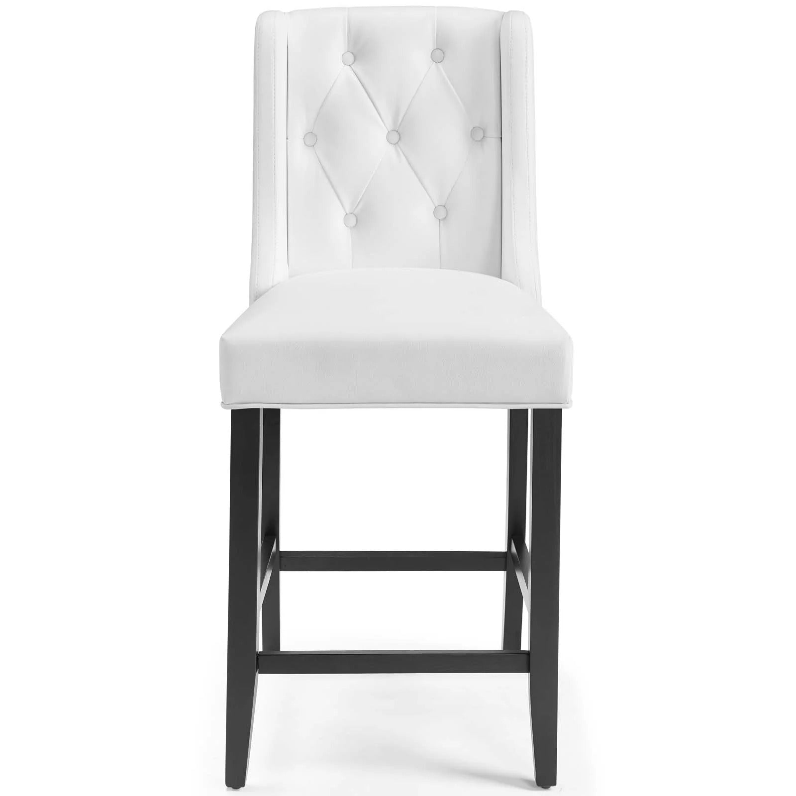 Baronet Tufted Button Faux Leather Counter Stool in White
