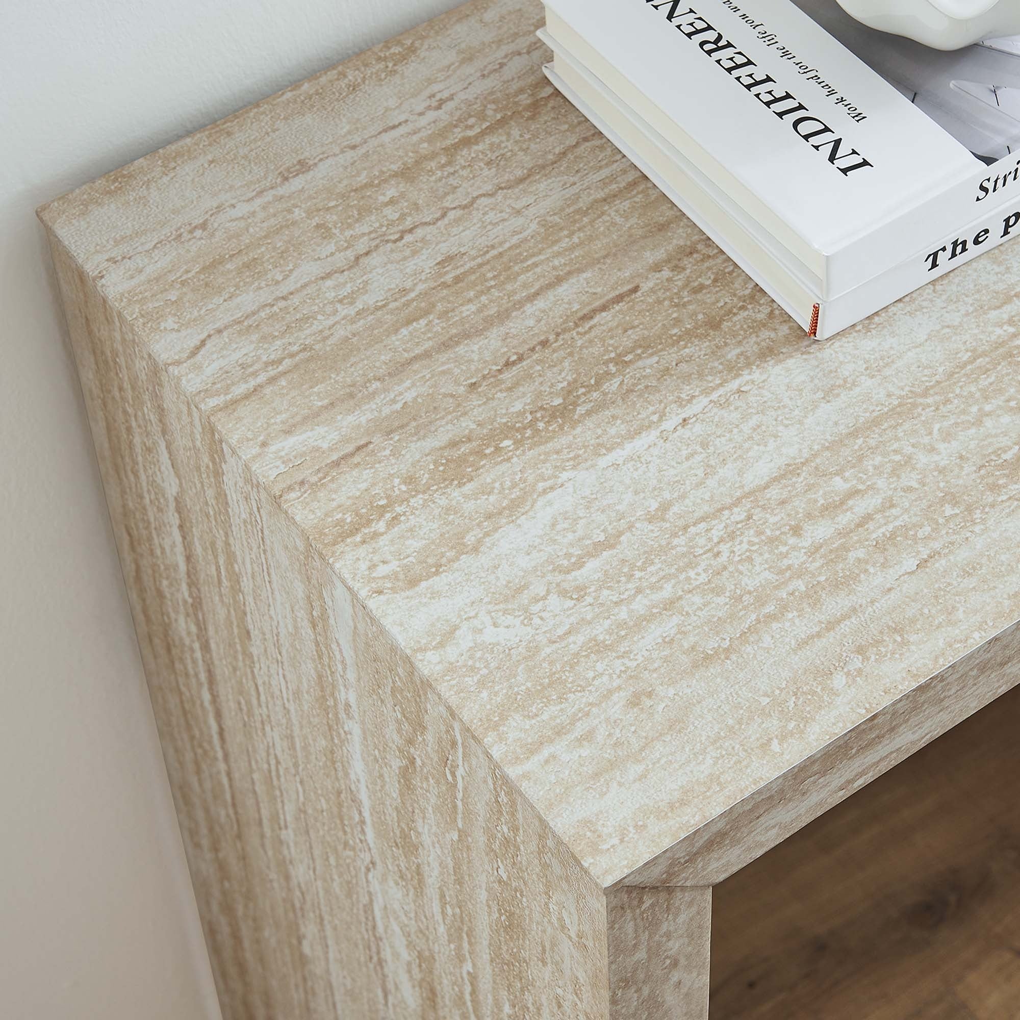 Mirella Faux Travertine Console Tables in Travertine