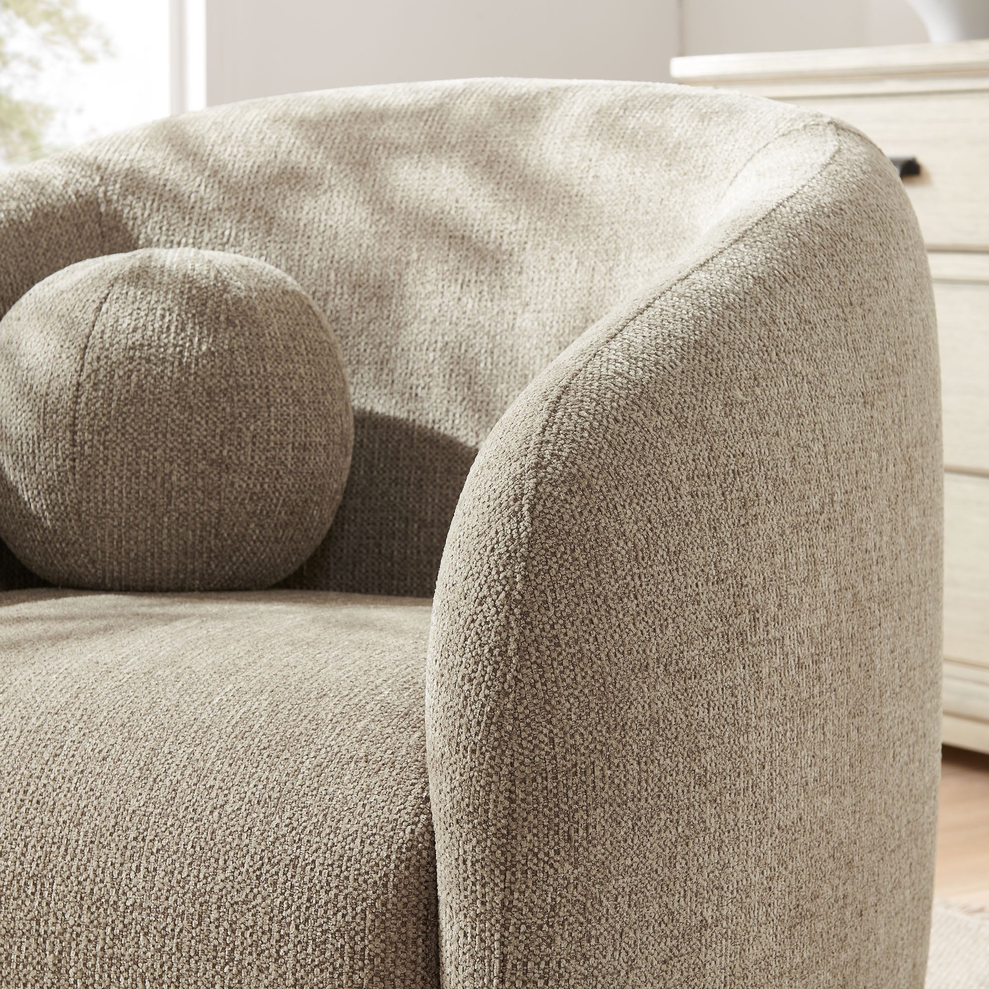 Holland Swivel Chenille Fabric Armchair