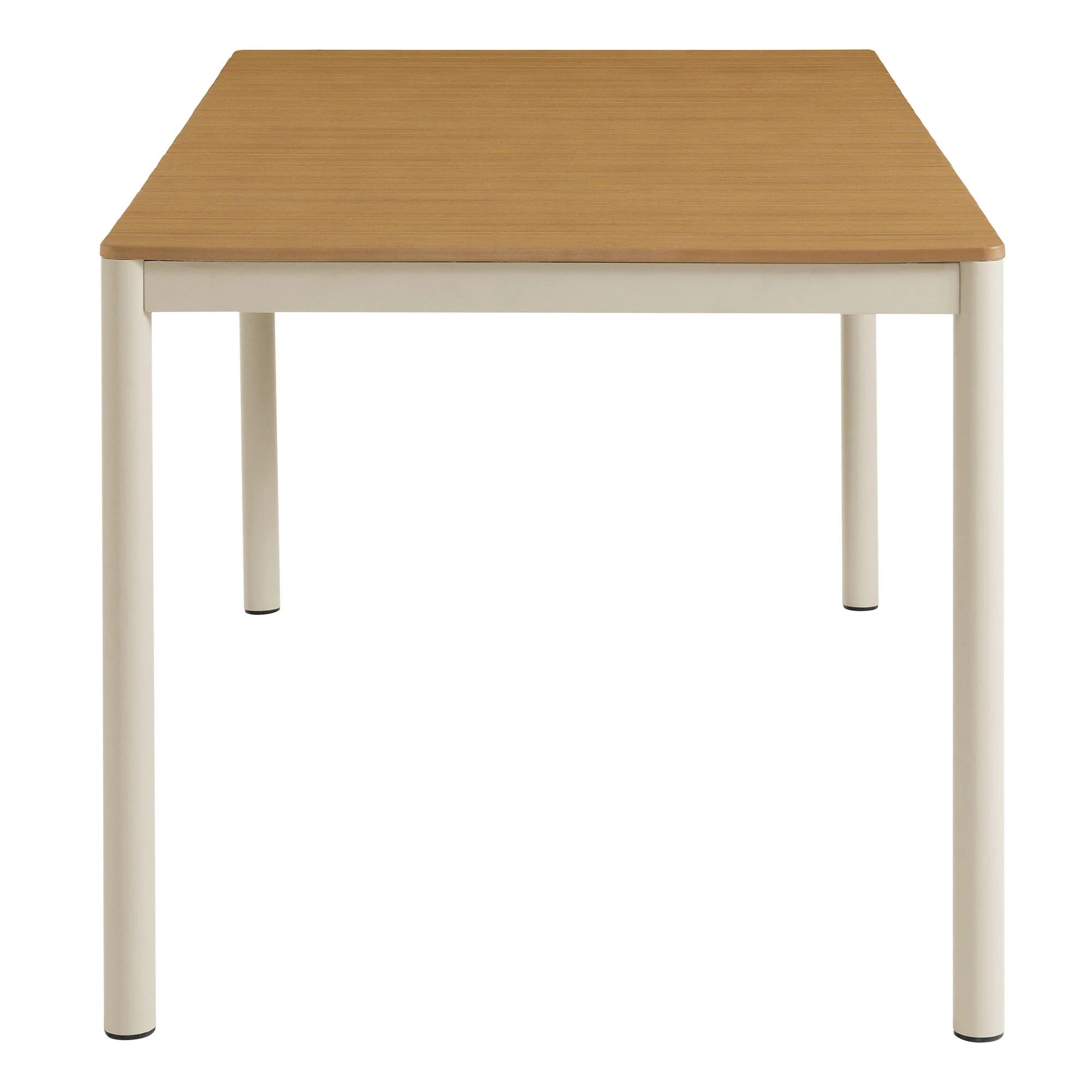 Finn 71" Outdoor Patio Aluminum Dining Table with Faux Wood Top in Natural