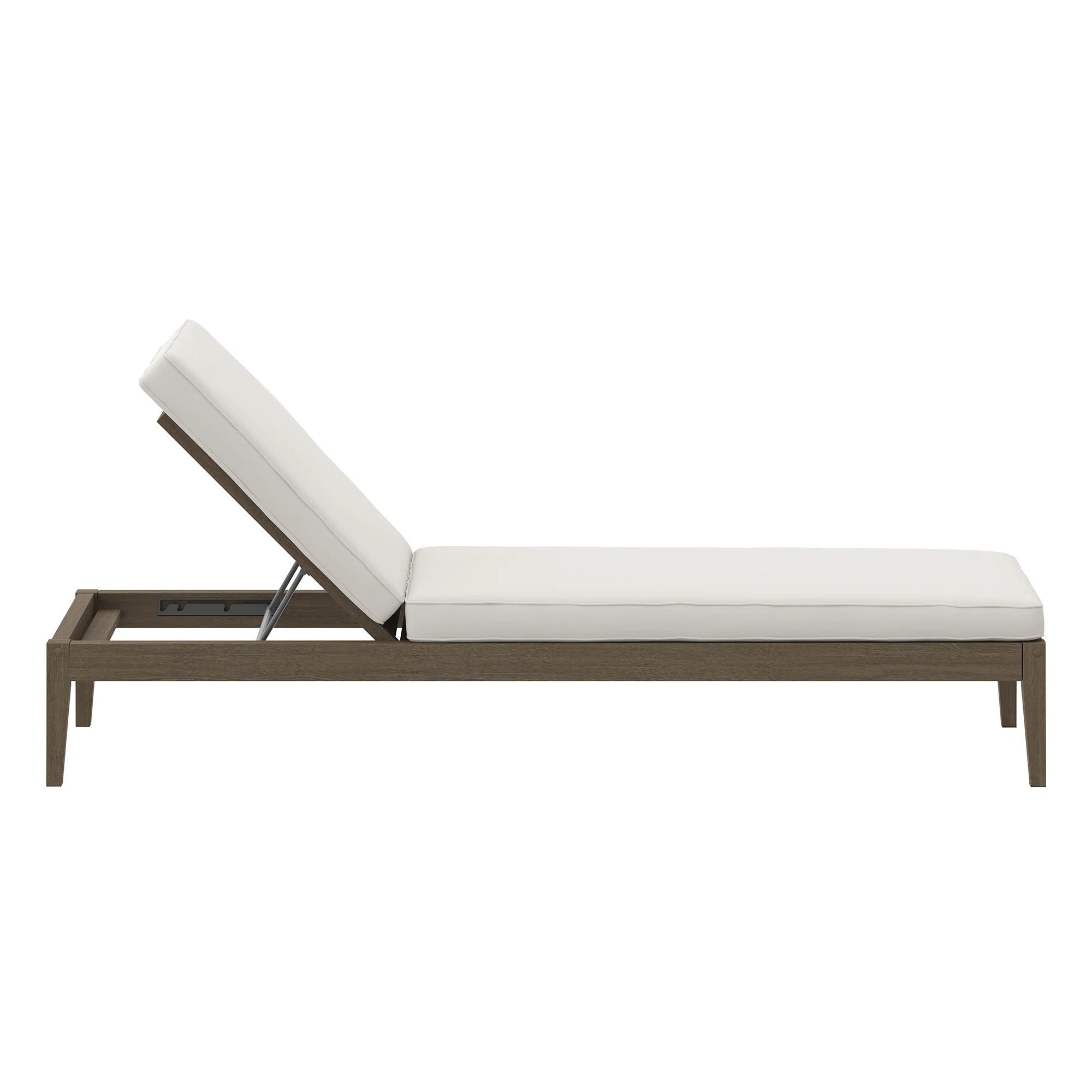 Northlake Outdoor Patio Teak Chaise Lounge in Weathered Gray White