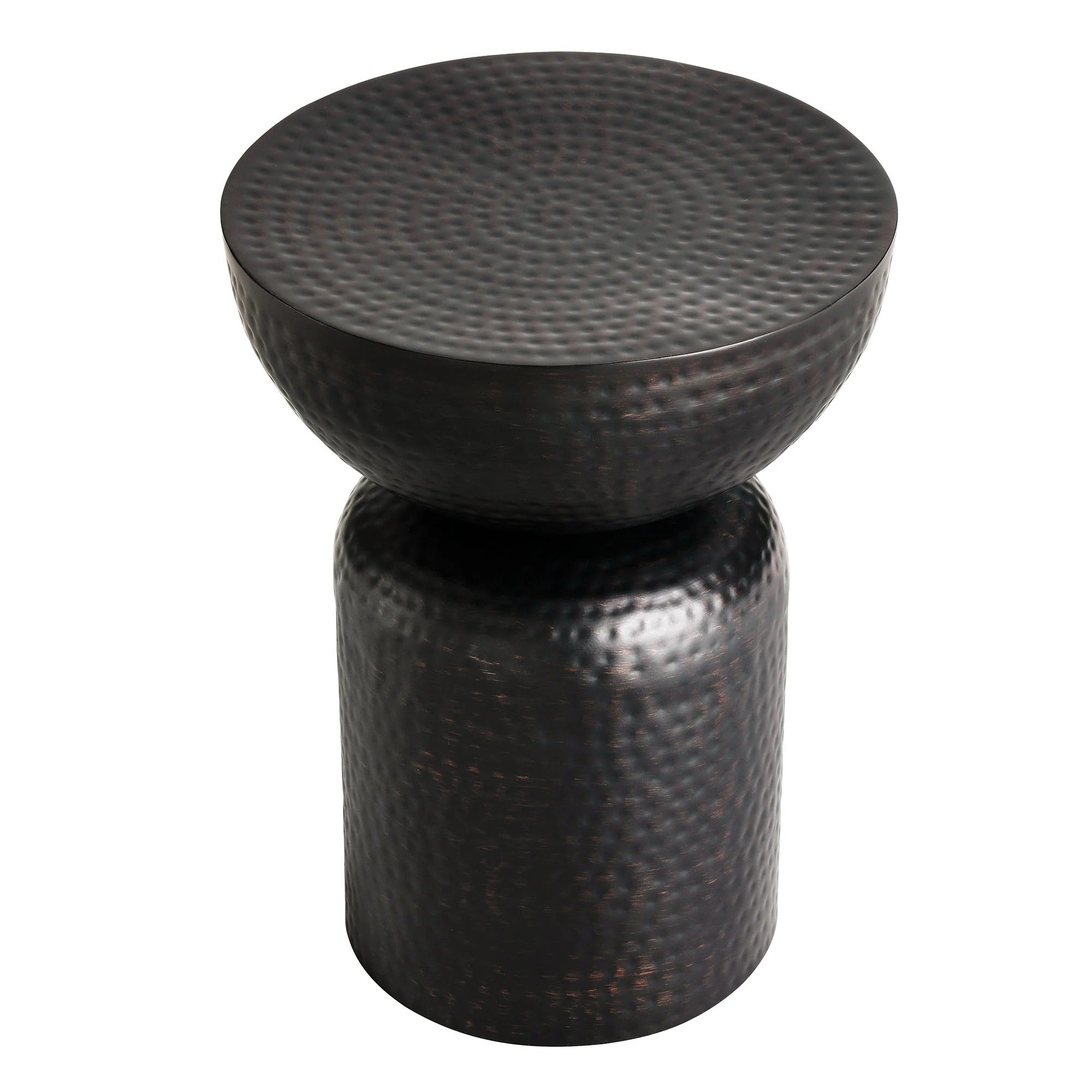 Mella Metal Hammered Side Table in Black