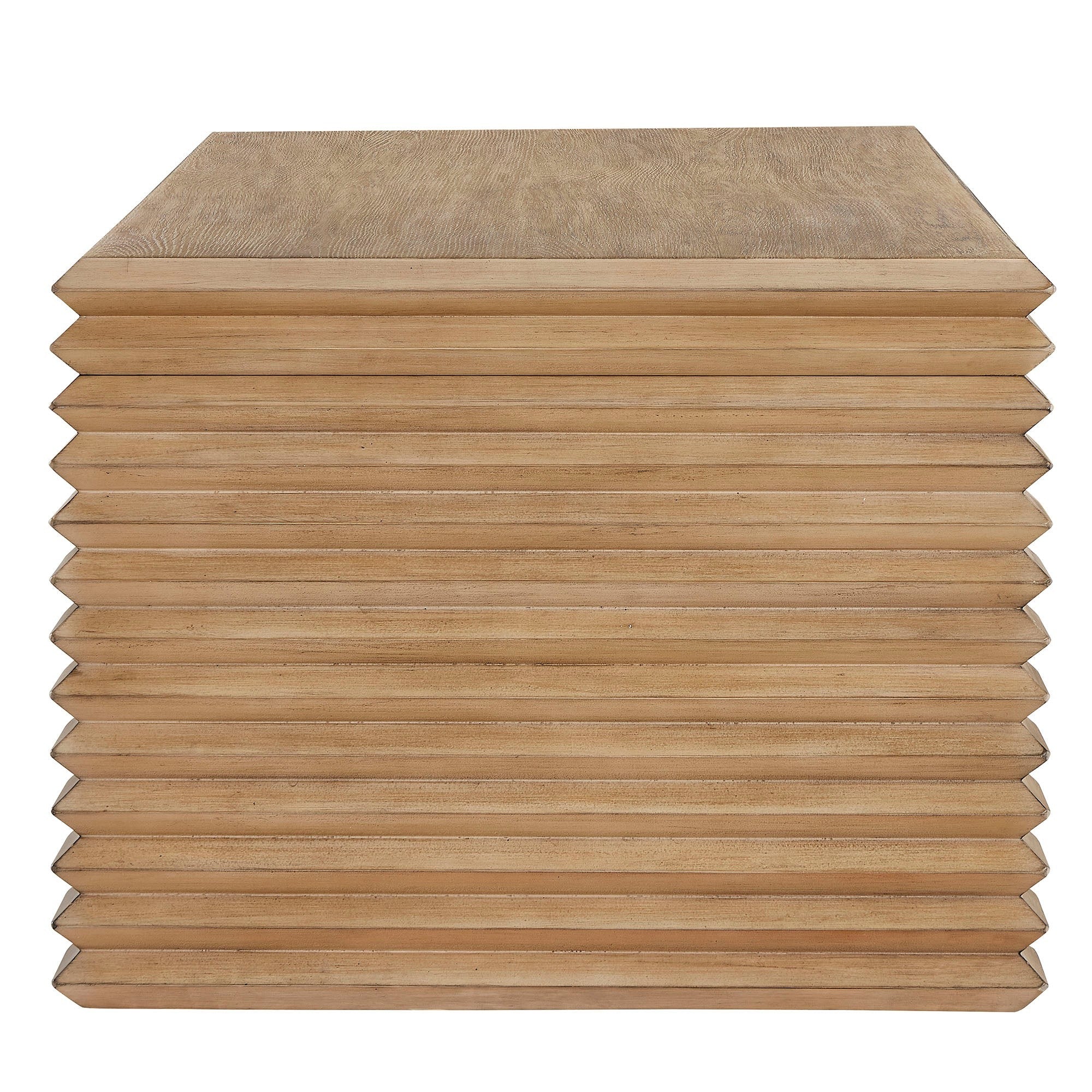 Canto Rectangular Stacked Design Coffee Table in Weathered Oak