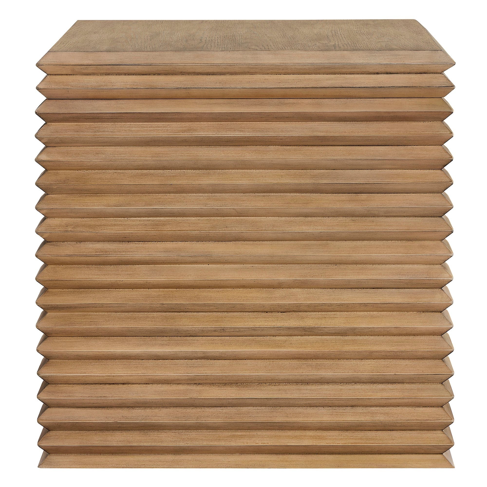 Canto Square 24" Stacked Design End Table in Weathered Oak