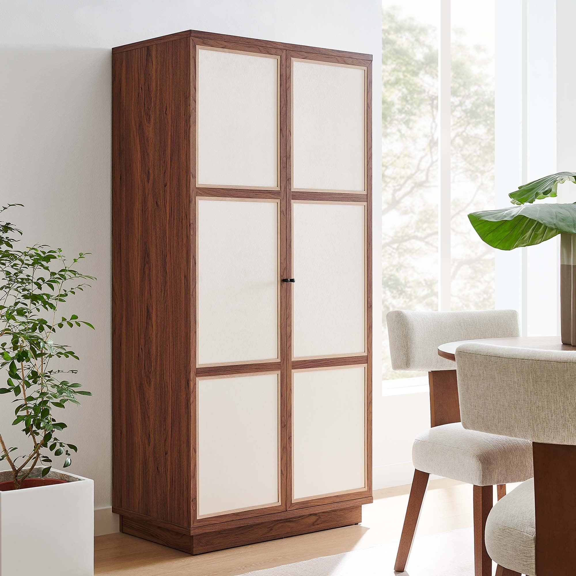 Capri 70" Tall Wood Grain Storage Cabinet in Walnut