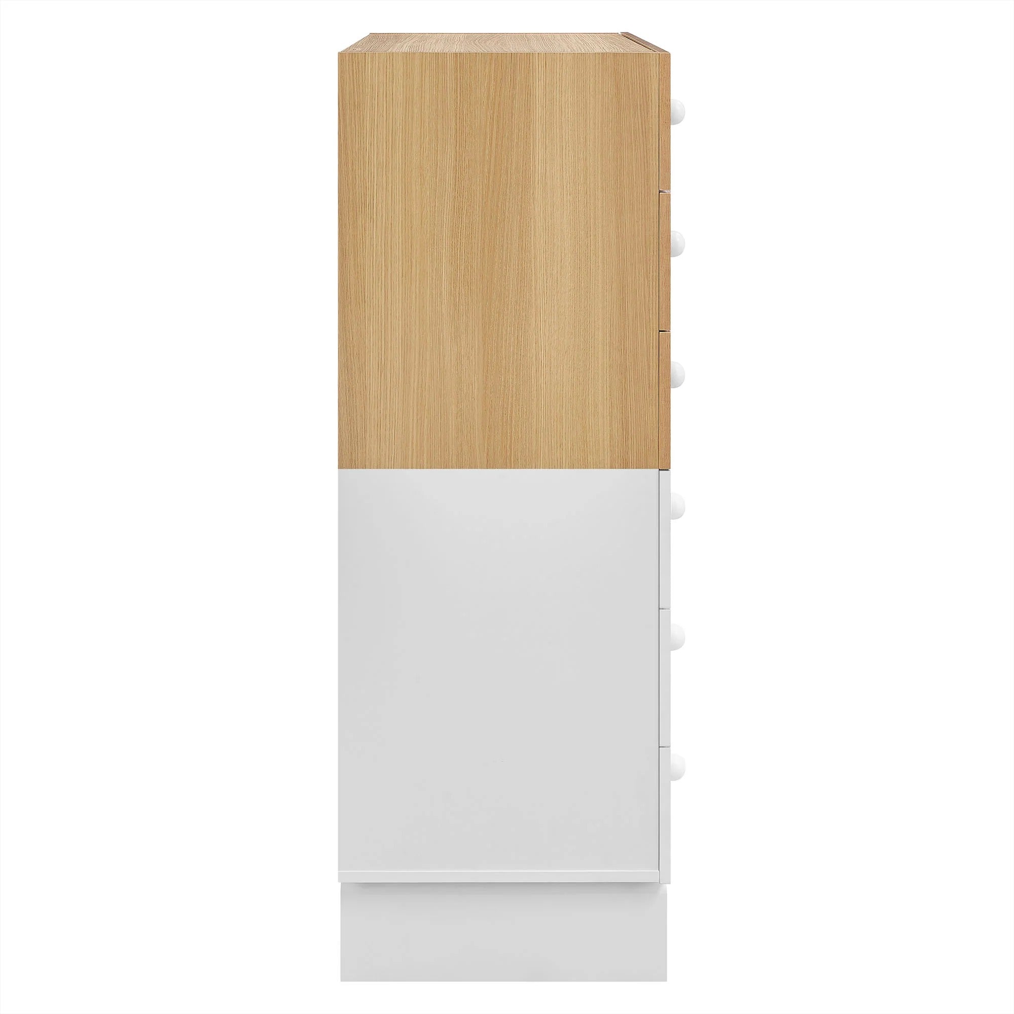 Nolia 6-Drawer Color Block Dresser Chest in Oak White