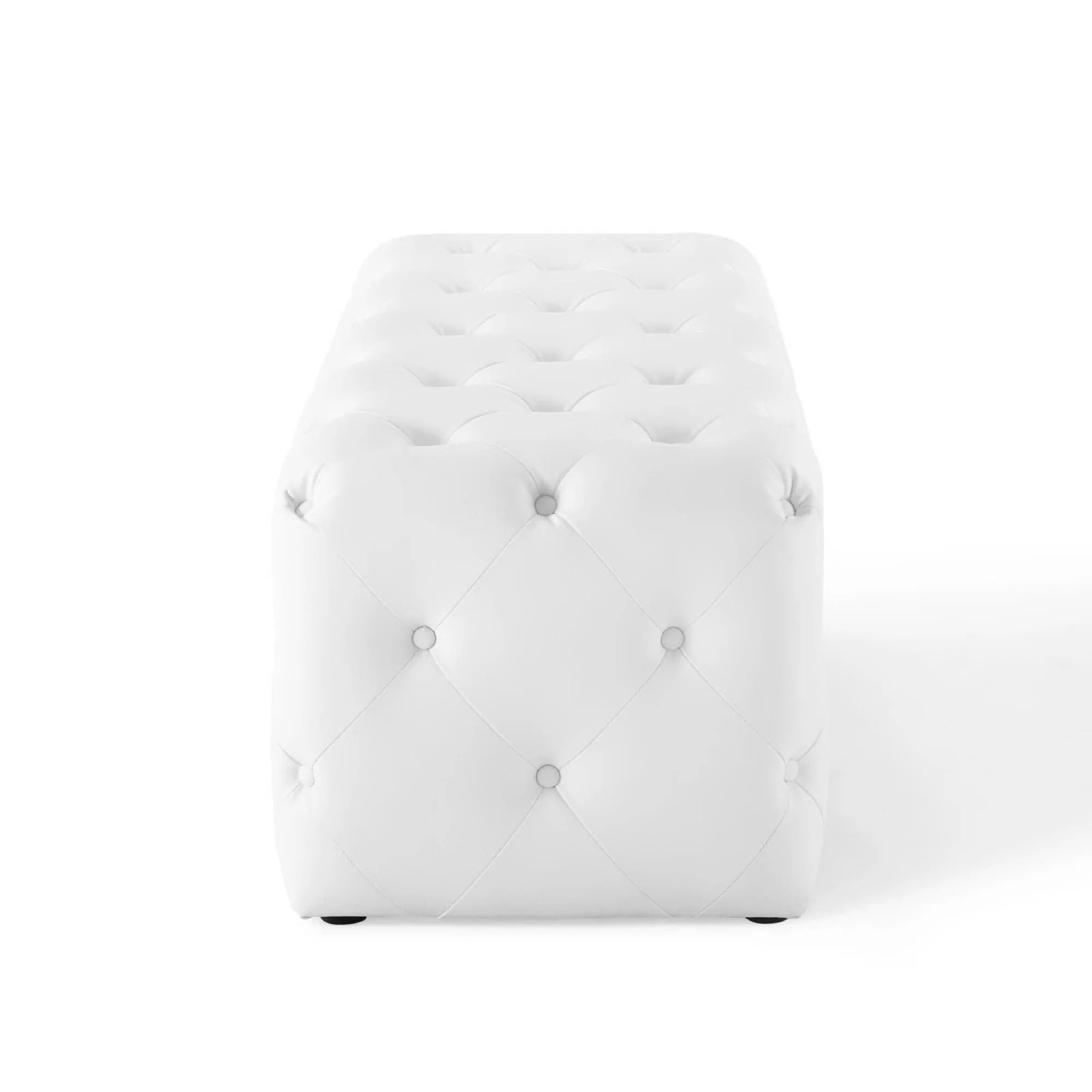 Amour 48" Tufted Button Entryway Faux Leather Bench in White