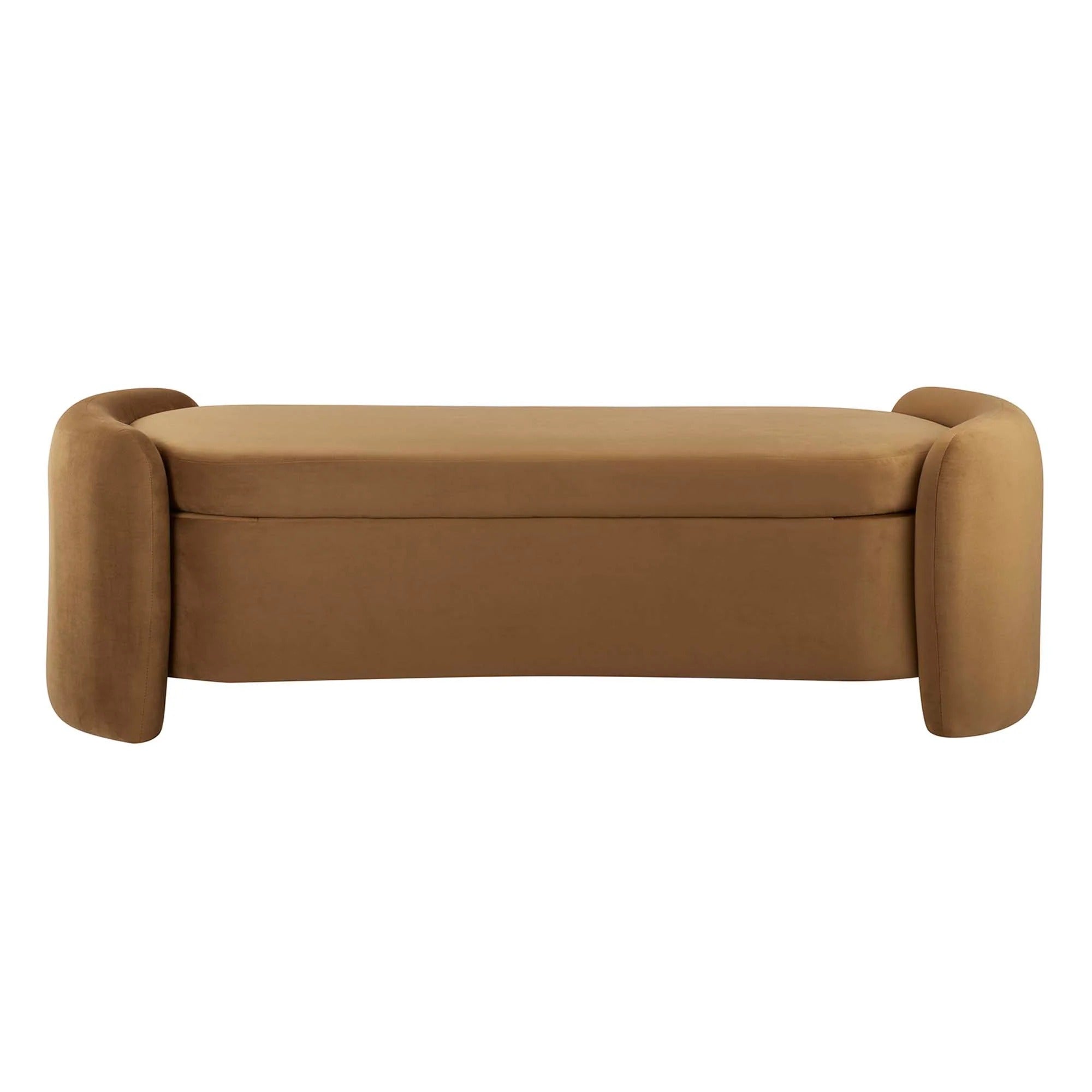 Nebula Upholstered Performance Velvet Bench in Cognac