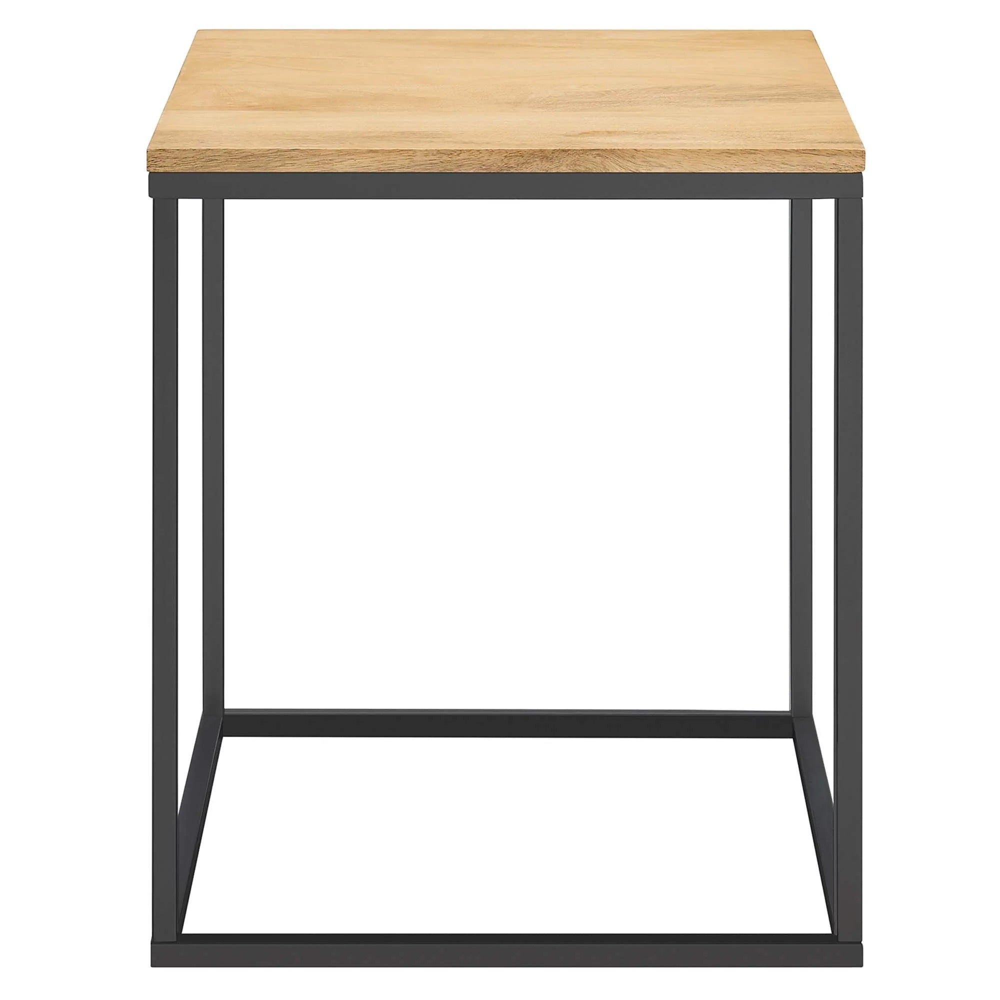 Zora Square Wood and Metal Side Table in Oak
