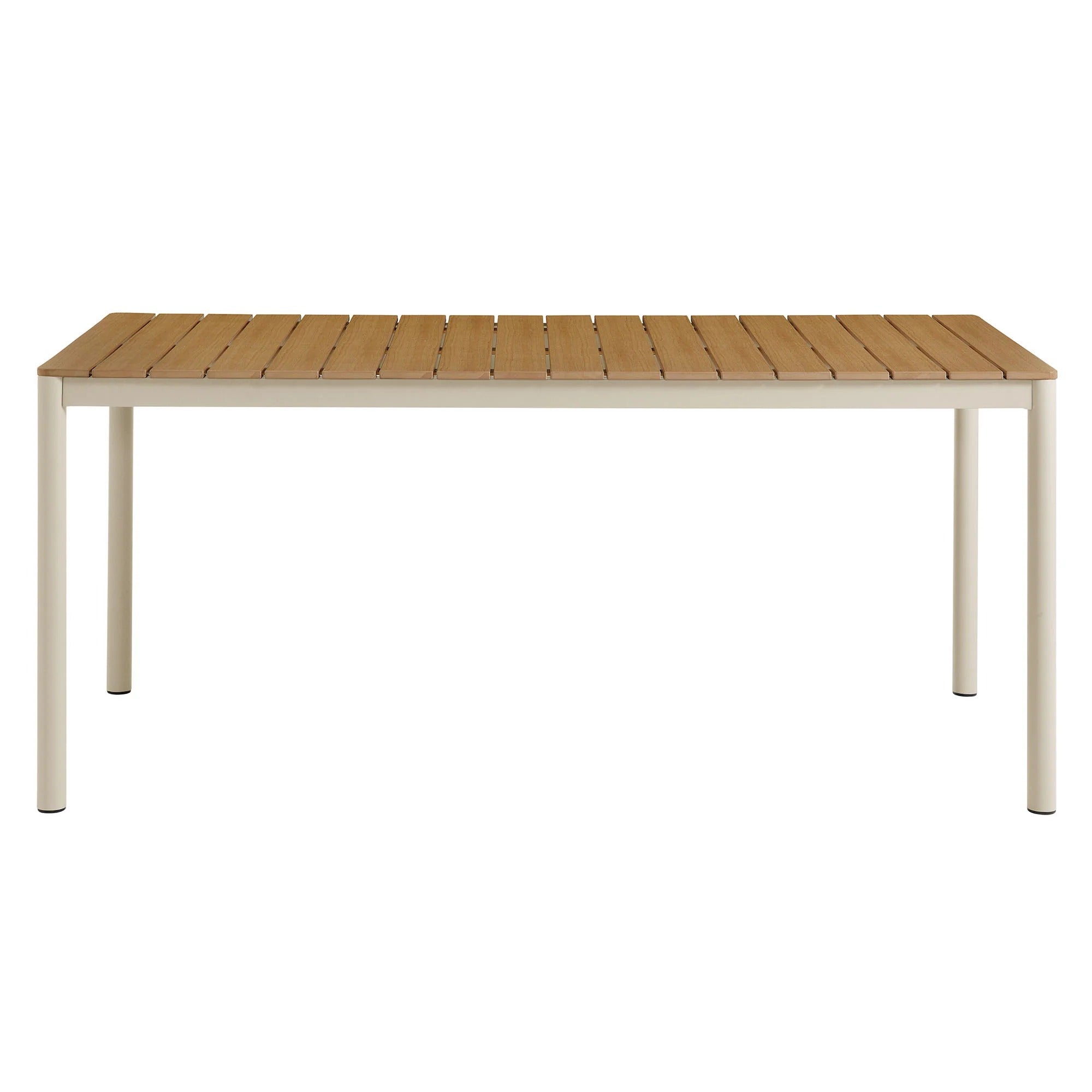 Finn 71" Outdoor Patio Aluminum Dining Table with Faux Wood Top in Natural