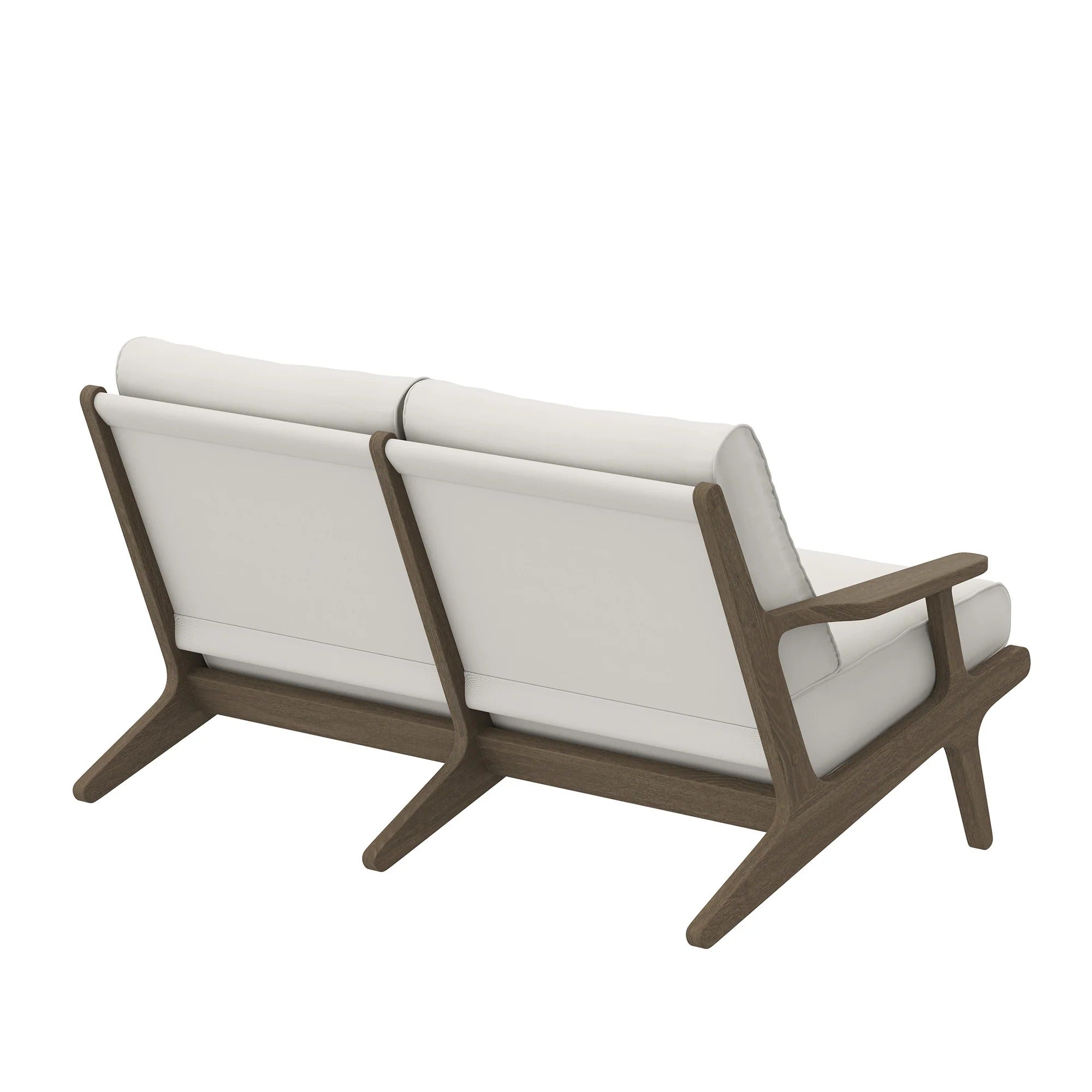 Saratoga Outdoor Patio Teak Wood Loveseat in Weathered Gray White