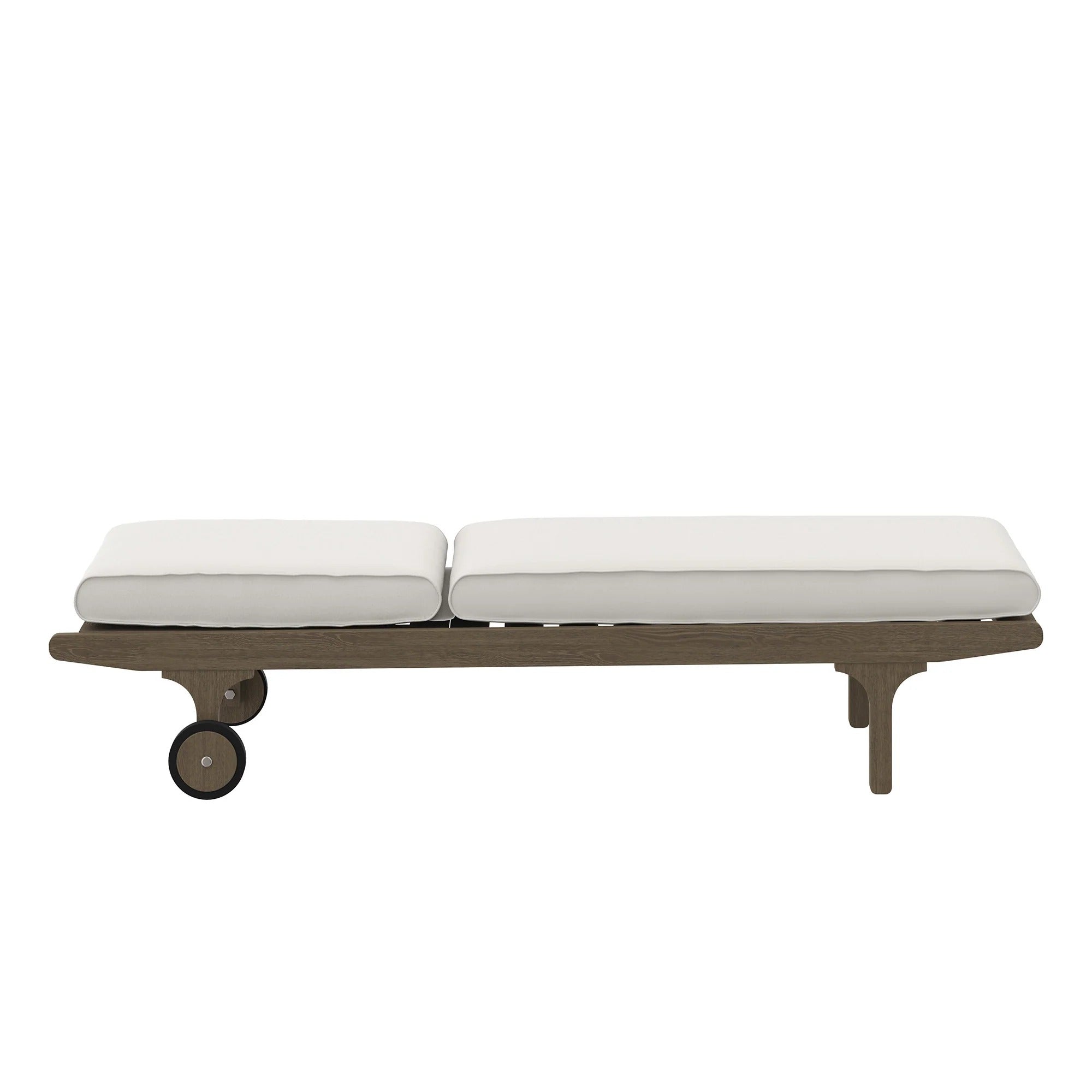 Saratoga Outdoor Patio Teak Chaise Lounge Chair in Weathered Gray White