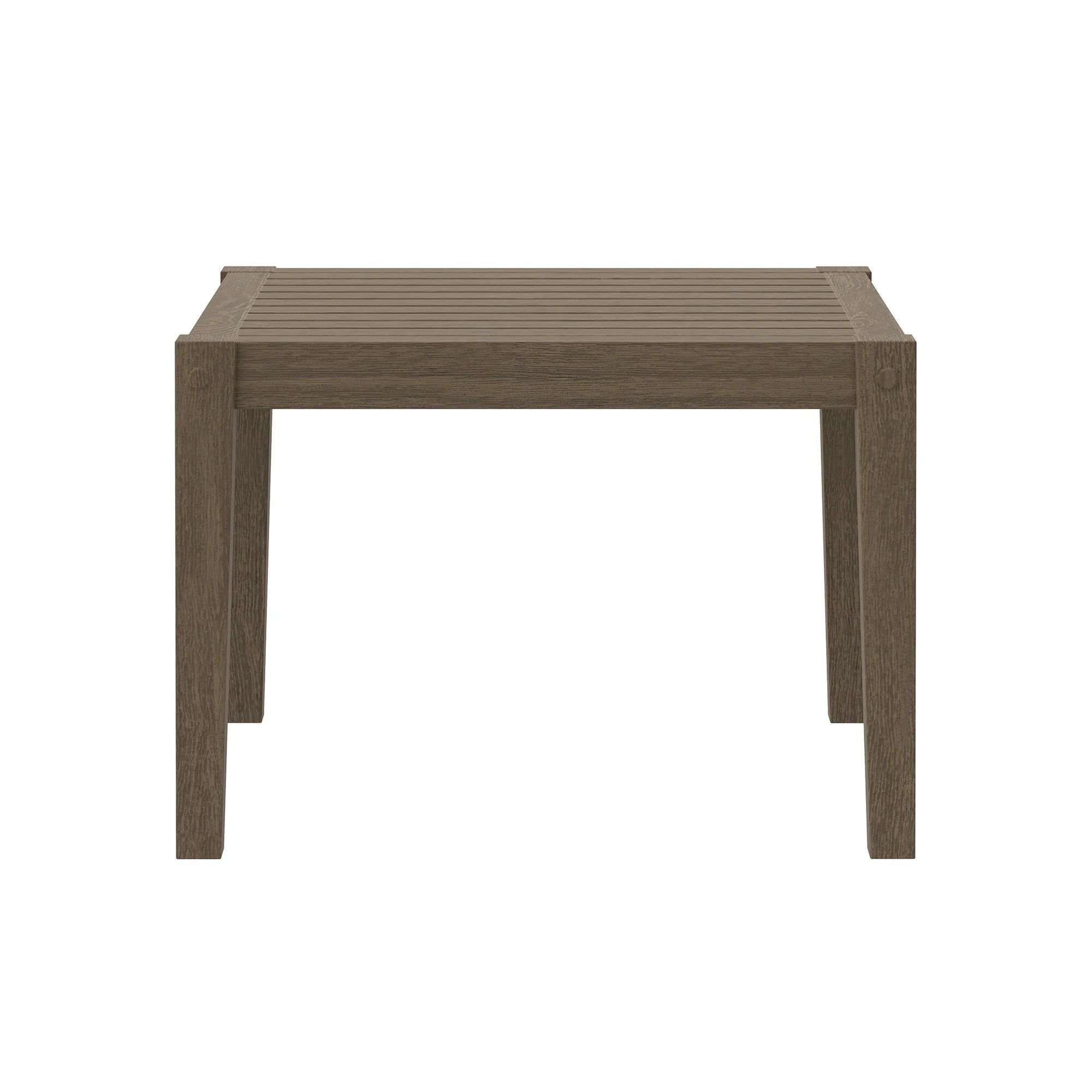 Northlake Square Outdoor Patio Teak Side Table in Weathered Gray