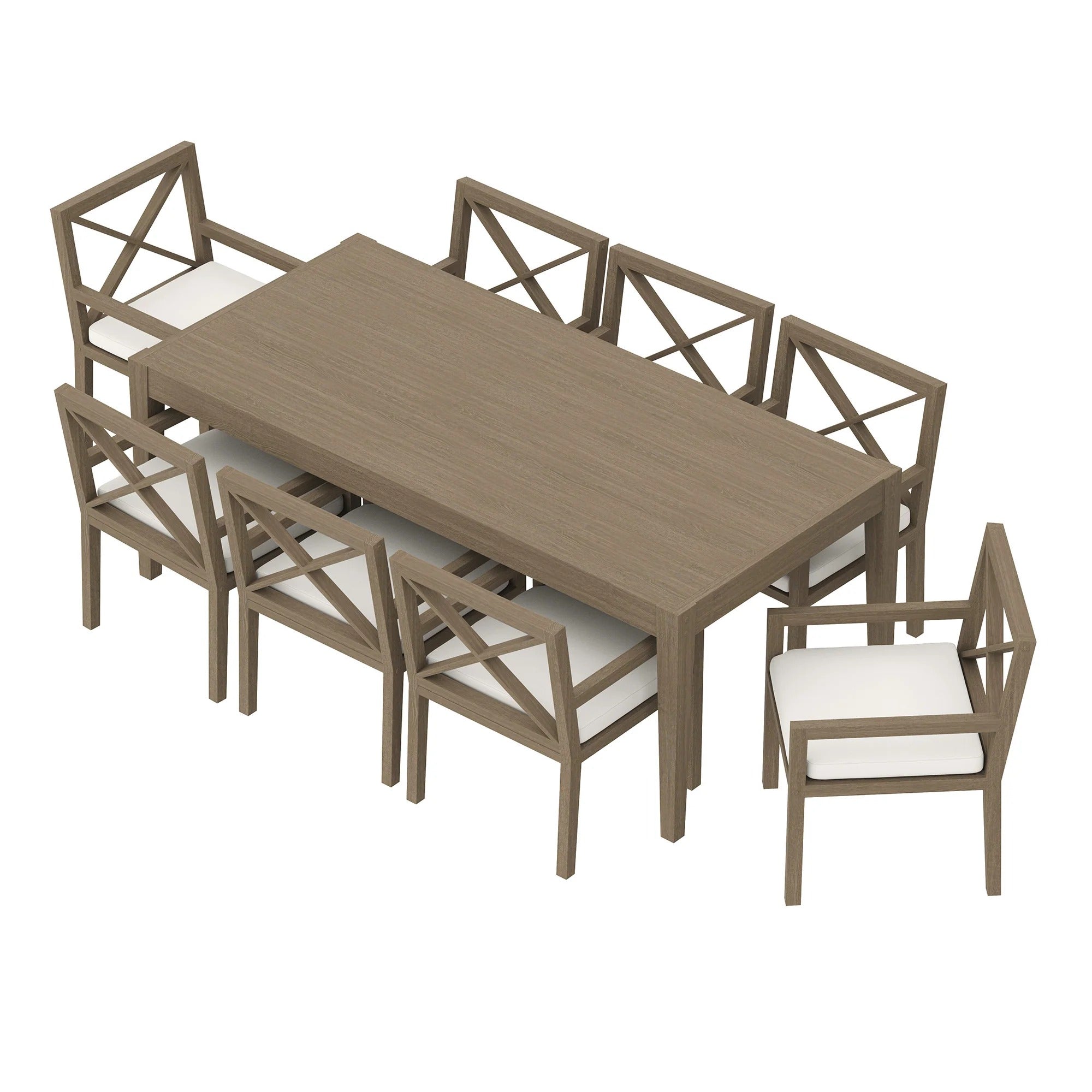 Northlake 9-Piece Outdoor Patio Teak Wood Dining Set in Weathered Gray