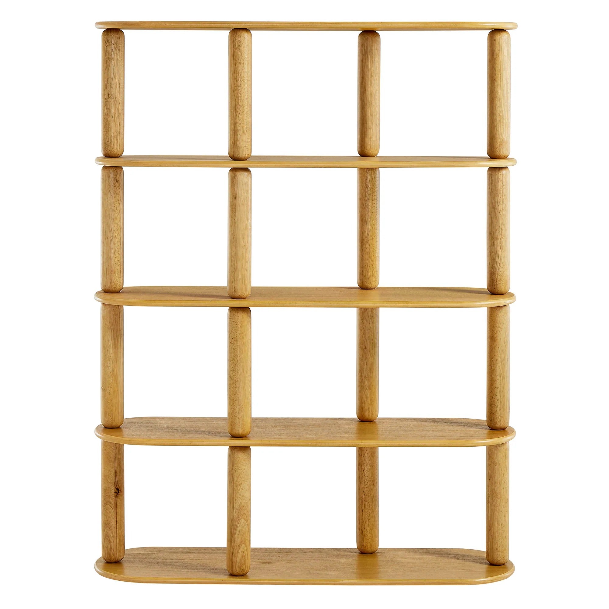 Arcus 4-Tier Oval Wood Bookshelf in Oak