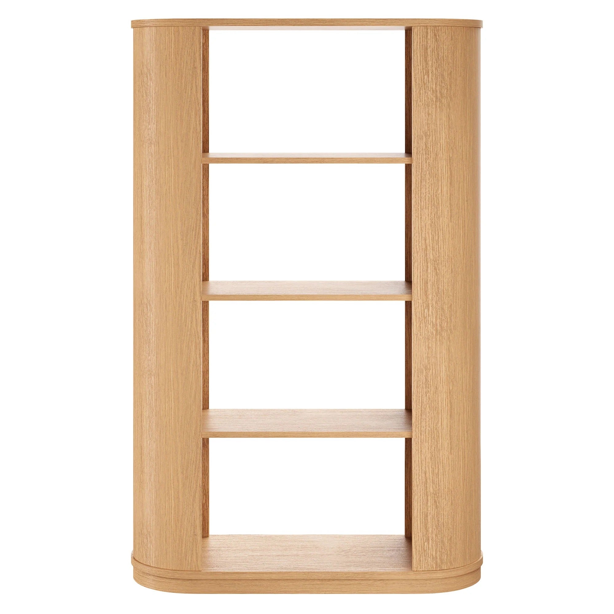 Aspect 74 Inch Curved 4 Tier Bookshelf in Natural