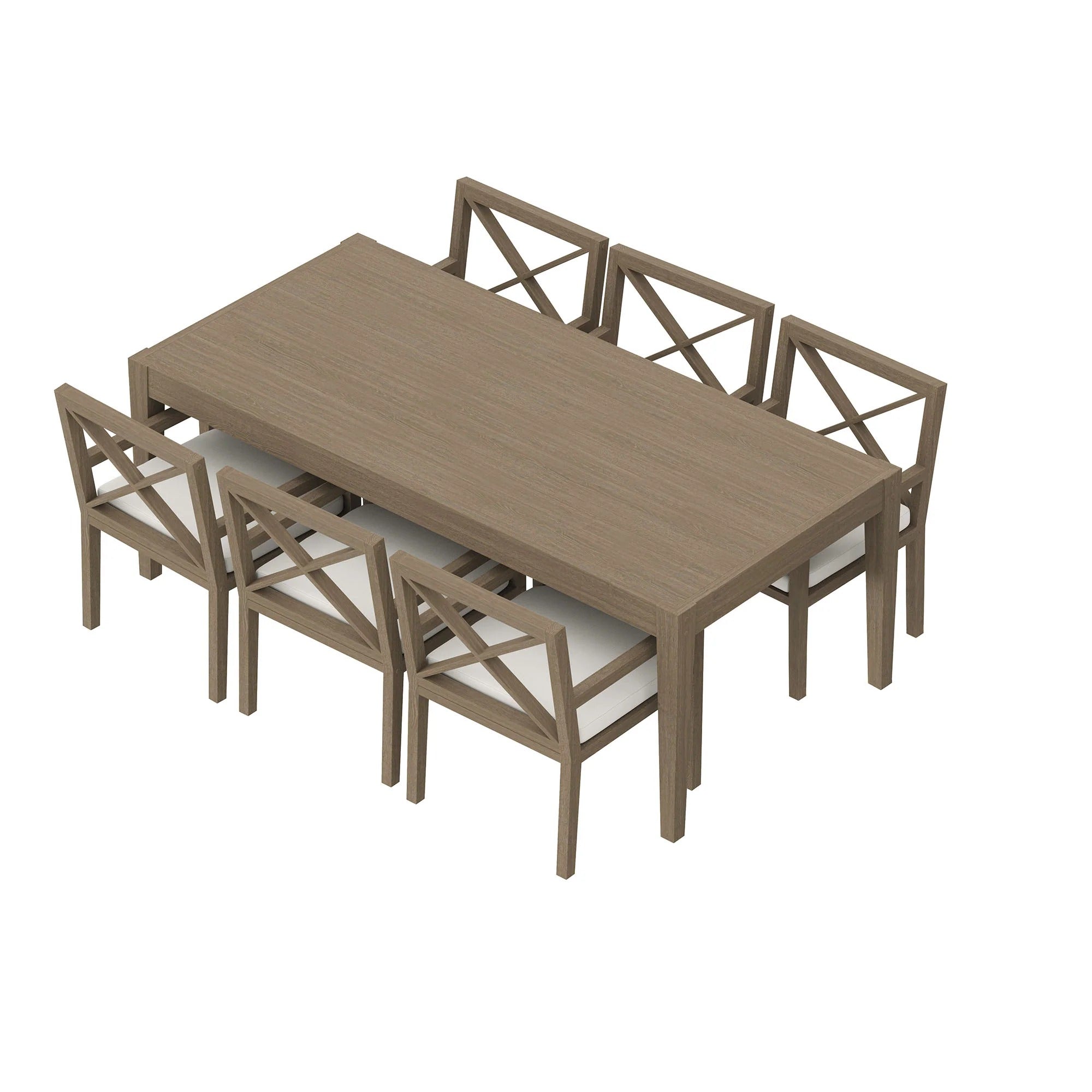 Northlake 7-Piece Outdoor Patio Teak Wood Dining Set in Weathered Gray