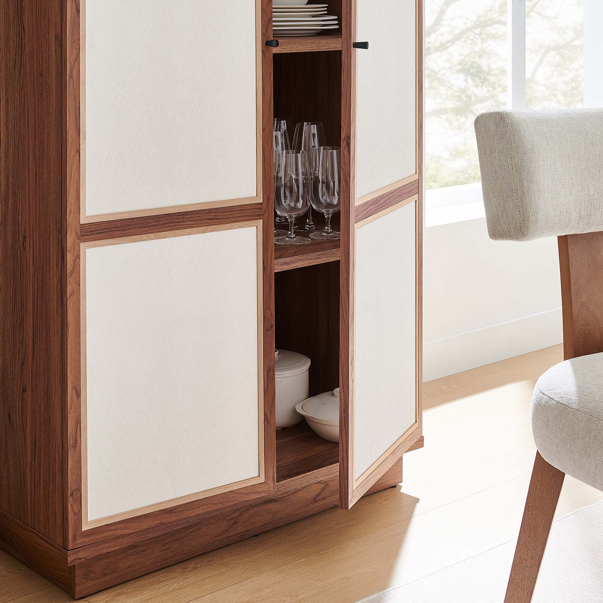 Capri 70" Tall Wood Grain Storage Cabinet in Walnut