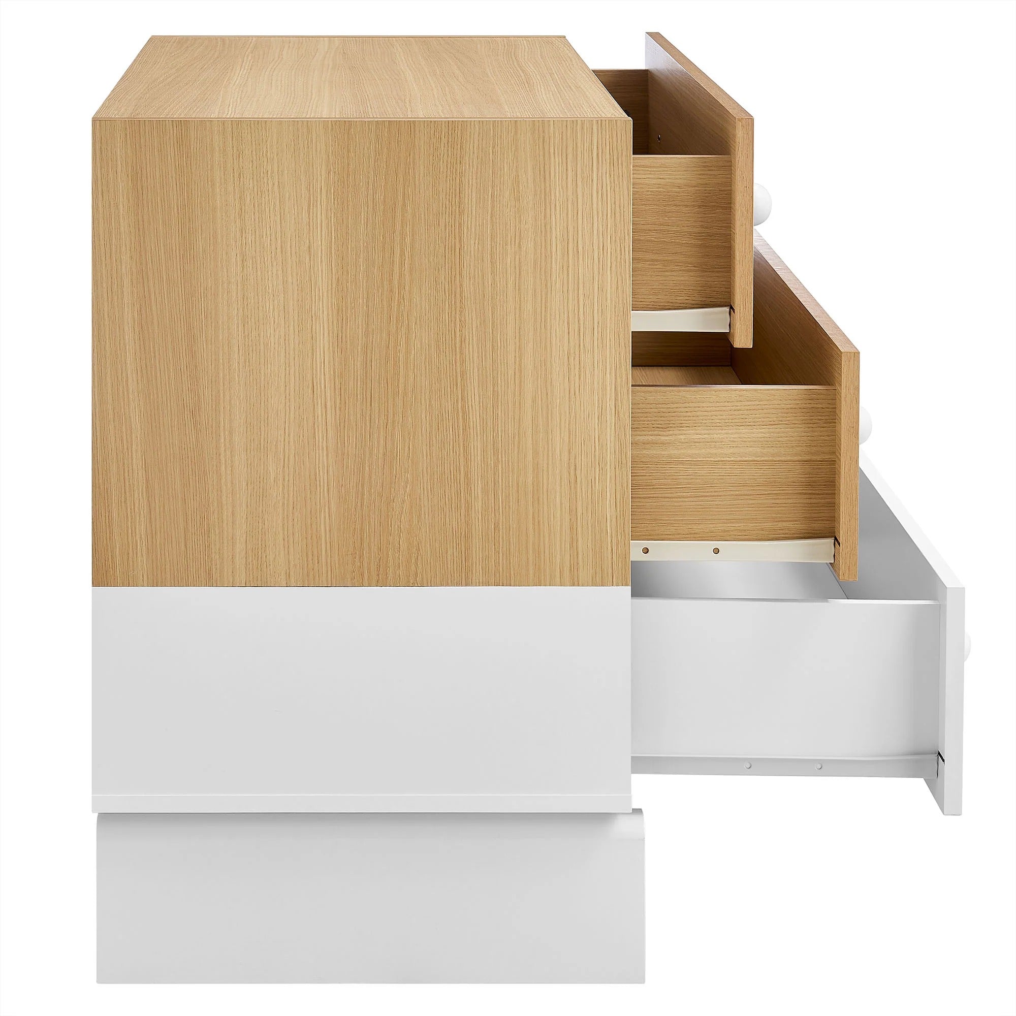 Nolia 3-Drawer Color Block Dresser in Oak White
