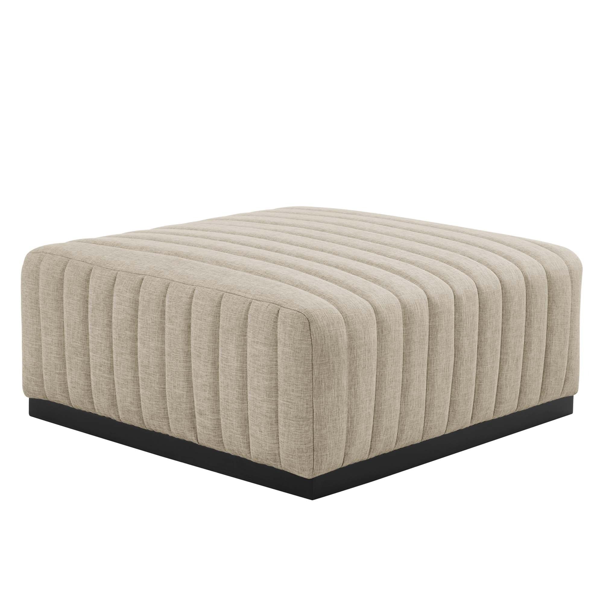Conjure 5-Piece Channel Tufted Upholstered Fabric Sectional in Black Beige