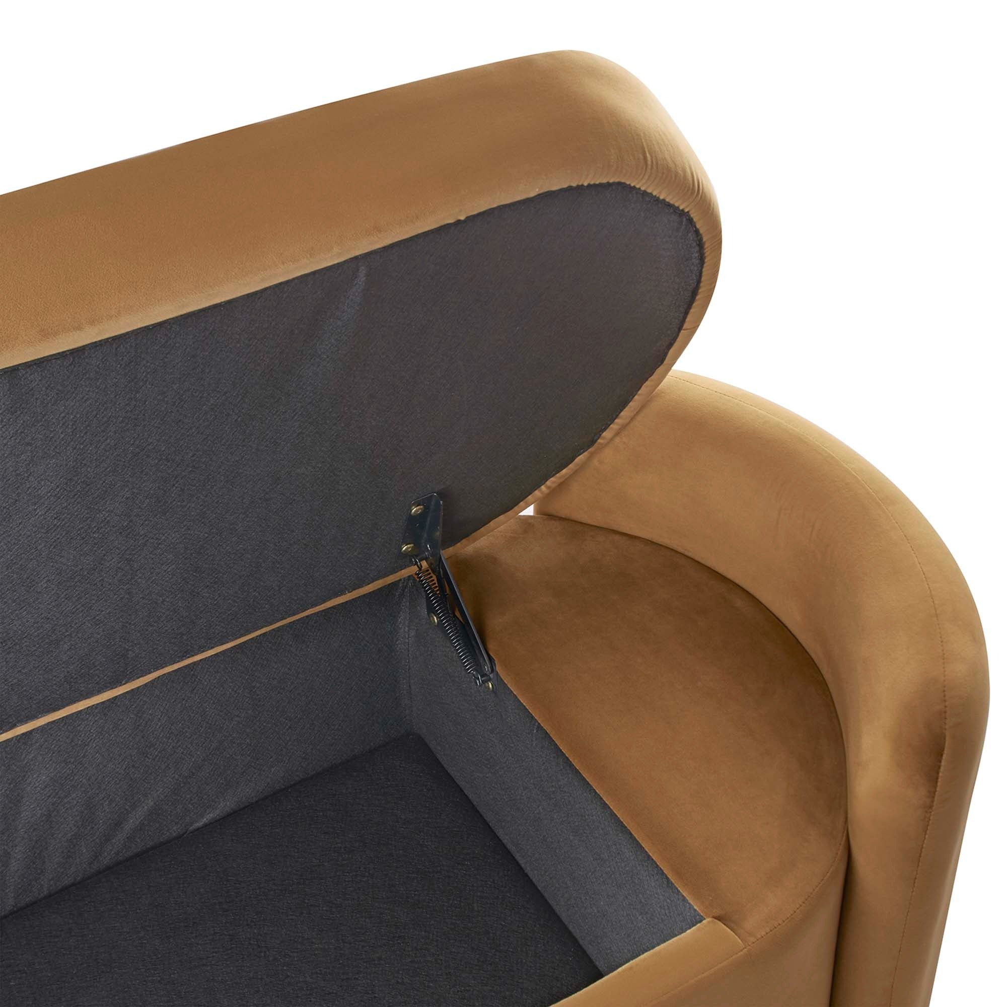 Nebula Upholstered Performance Velvet Bench in Cognac