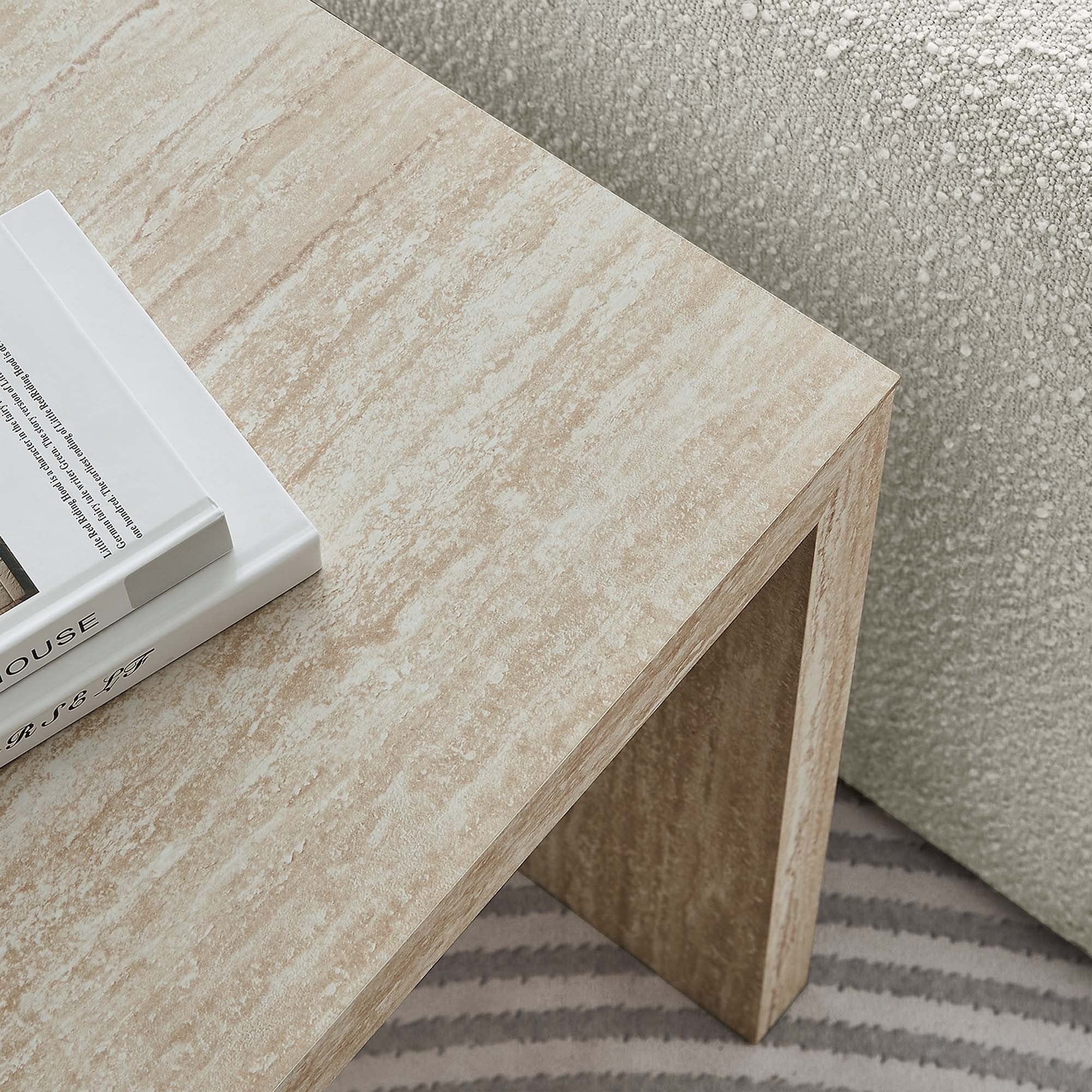 Mirella Faux Travertine Side Table in Travertine