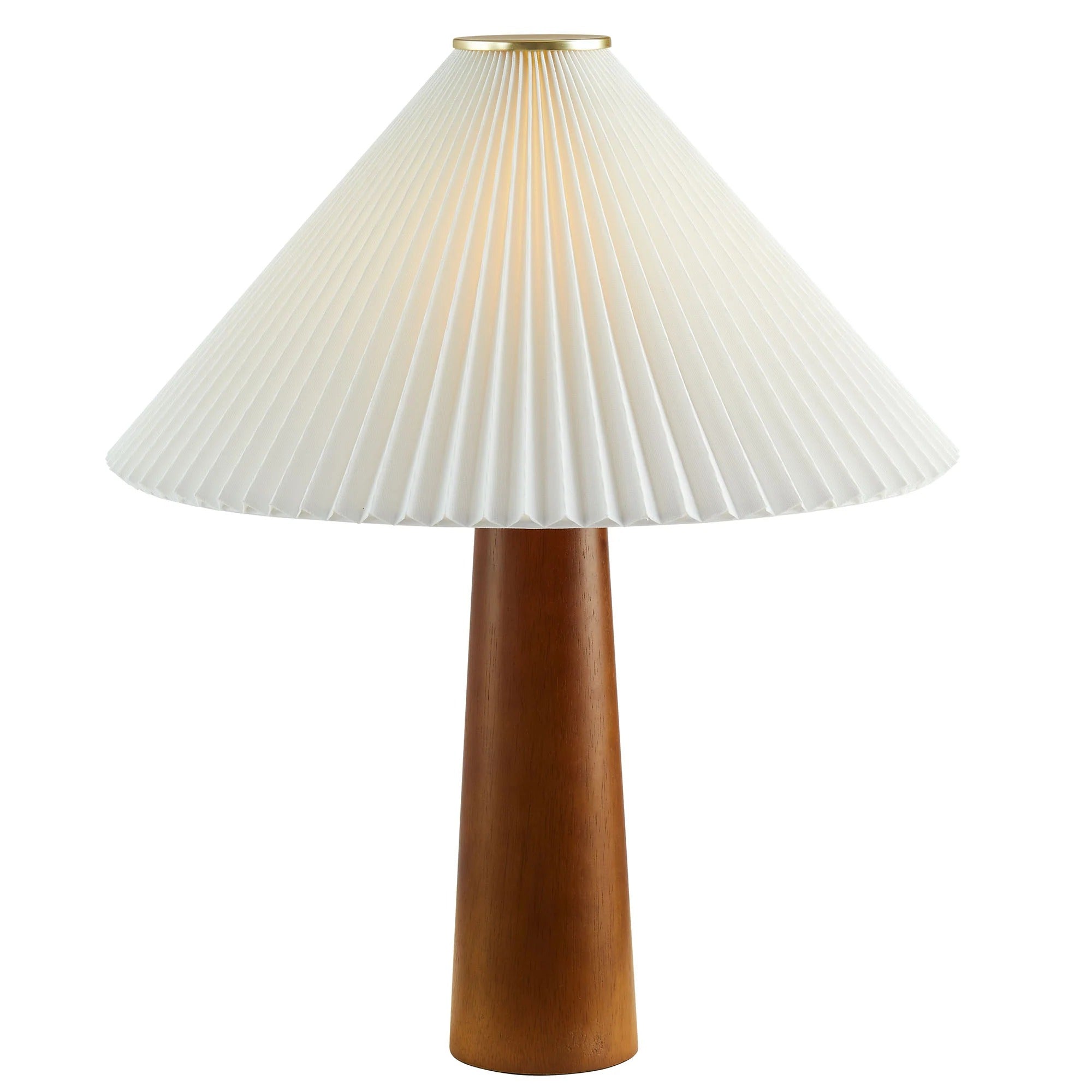 Jessica Wooden Base Table Lamp With Pleated Fabric Shade in Walnut