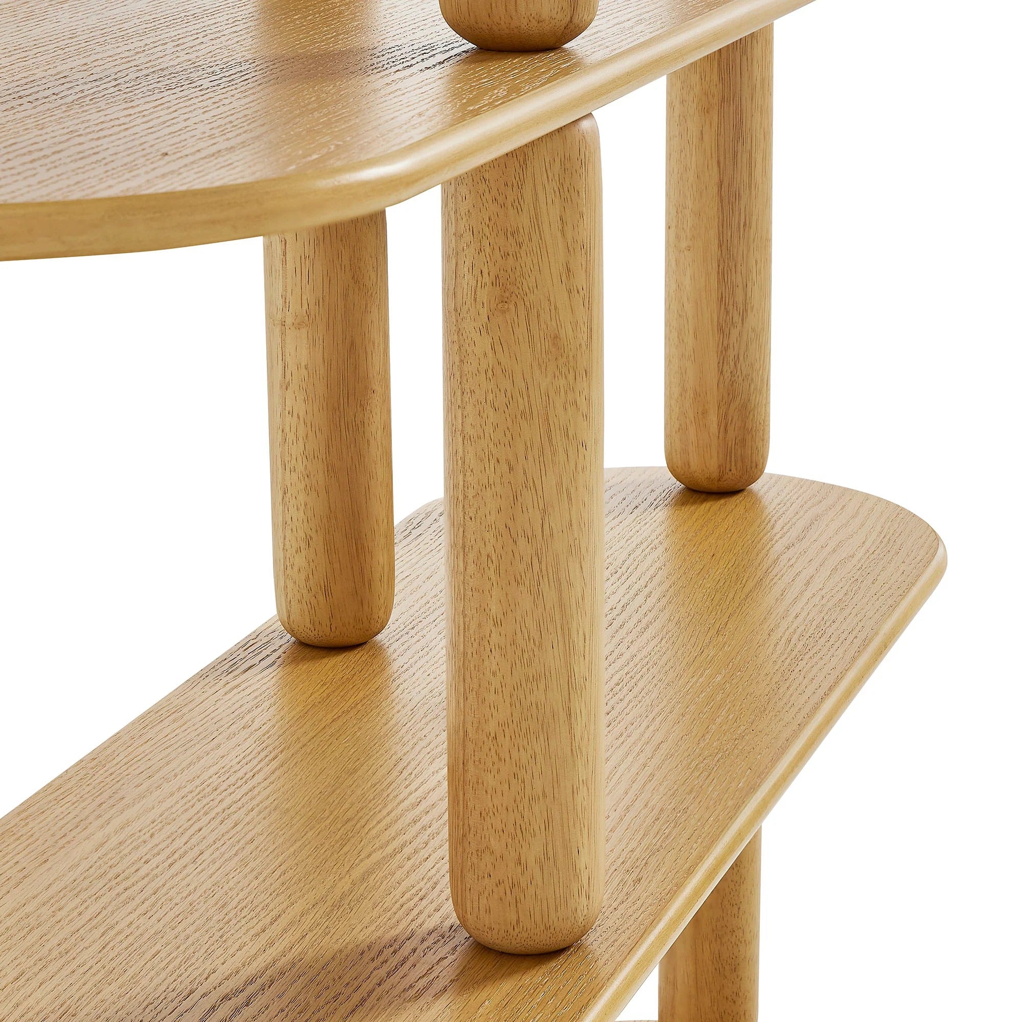 Arcus 4-Tier Oval Wood Bookshelf in Oak