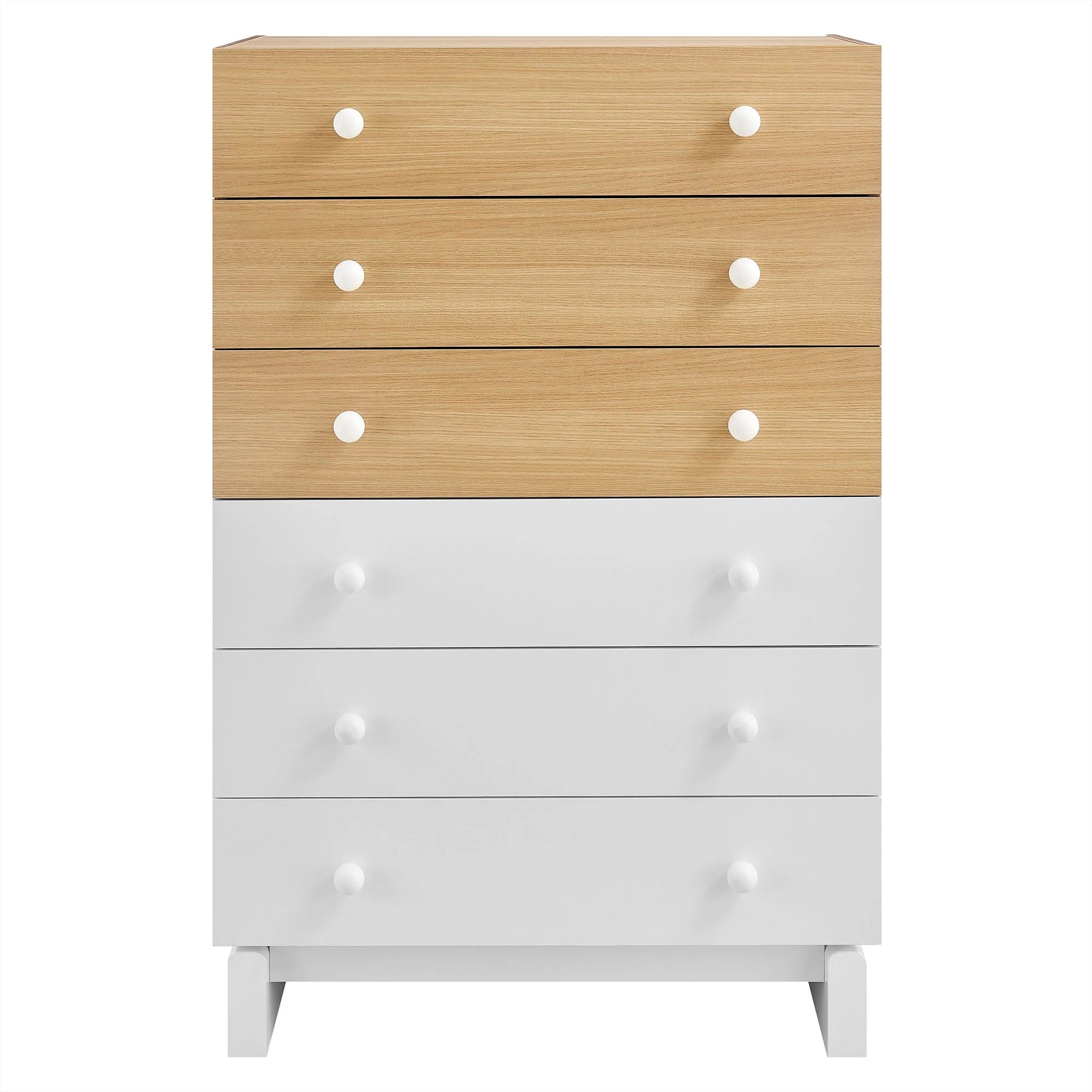 Nolia 6-Drawer Color Block Dresser Chest in Oak White