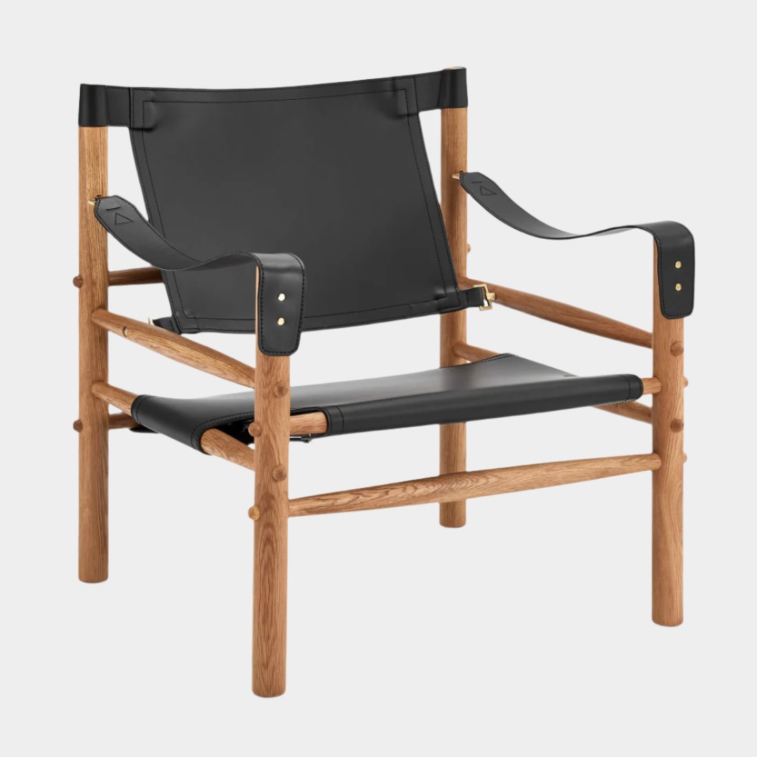 Fauteuil de salon en bois et cuir Sirocco Safari d'Arne Norell
