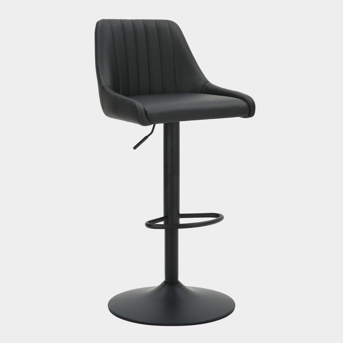 Kron Adjustable Height Air Lift Swivel Stool - 2 Black Faux Leather