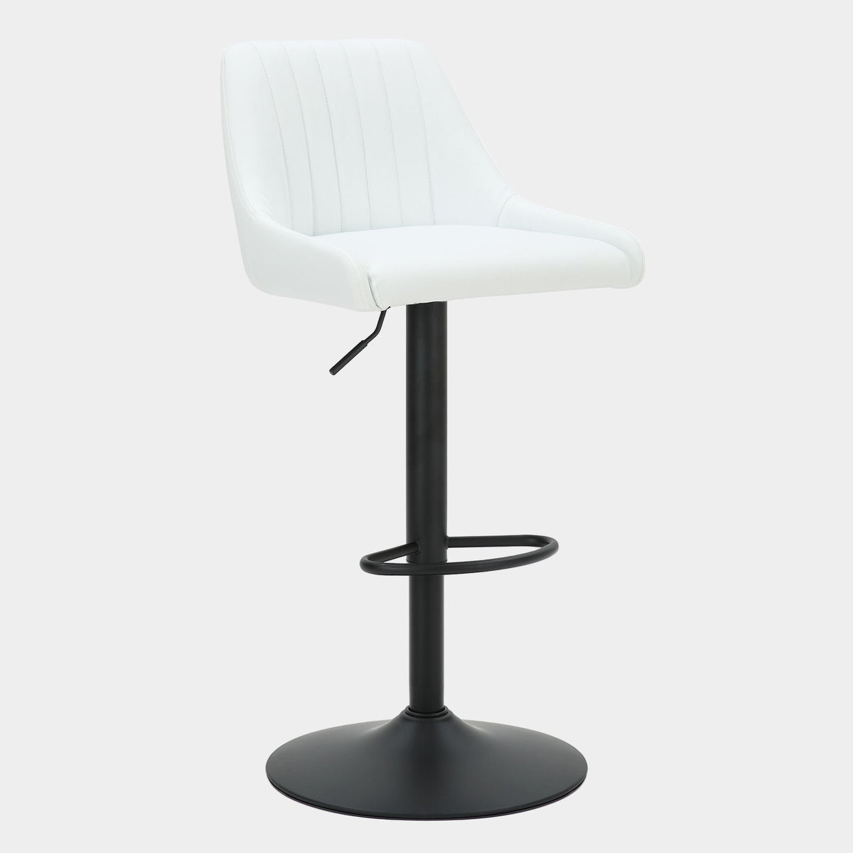 Kron Adjustable Height Air Lift Swivel Stool - 2 White Faux Leather