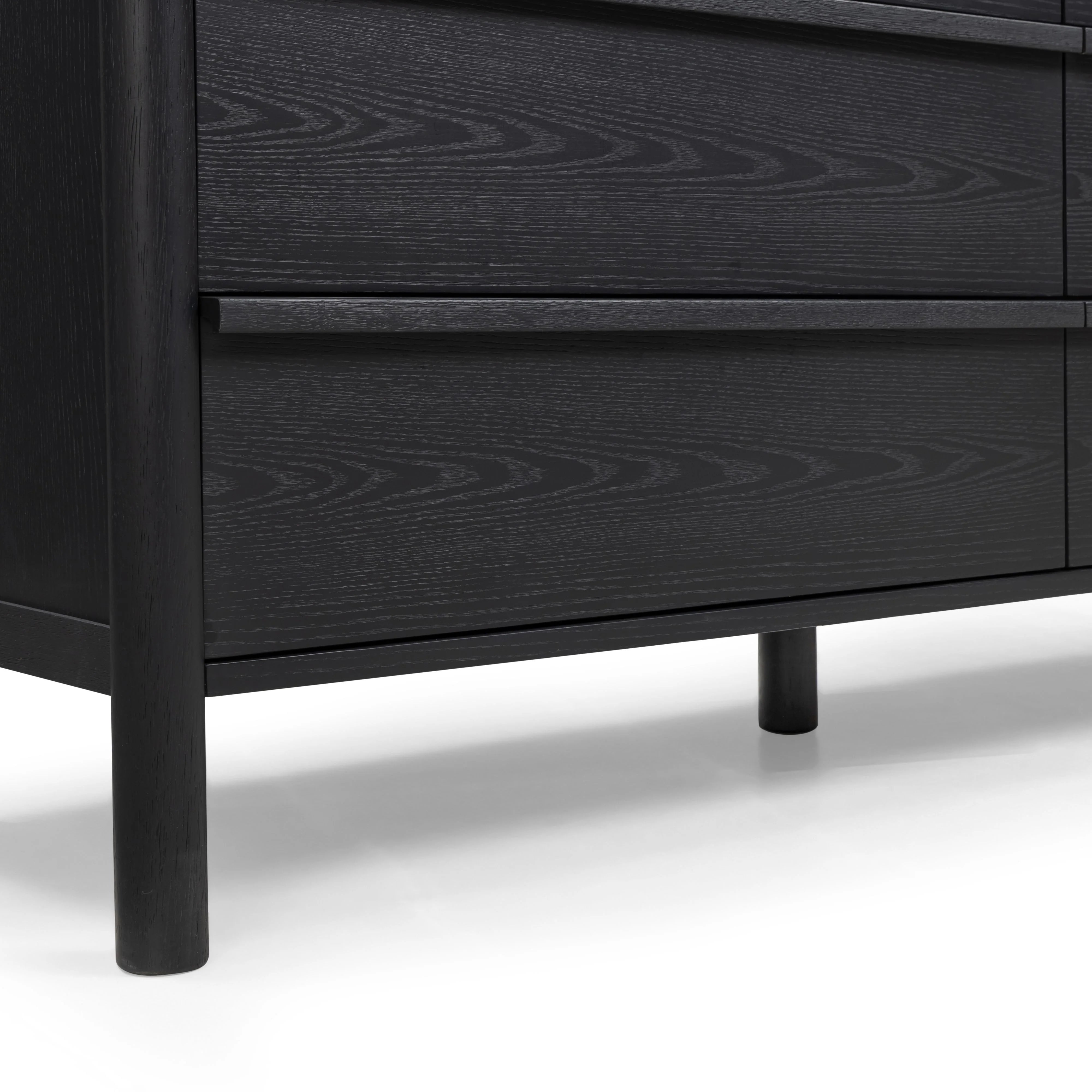 Tyra 62" Black Ash 6-Drawer Dresser