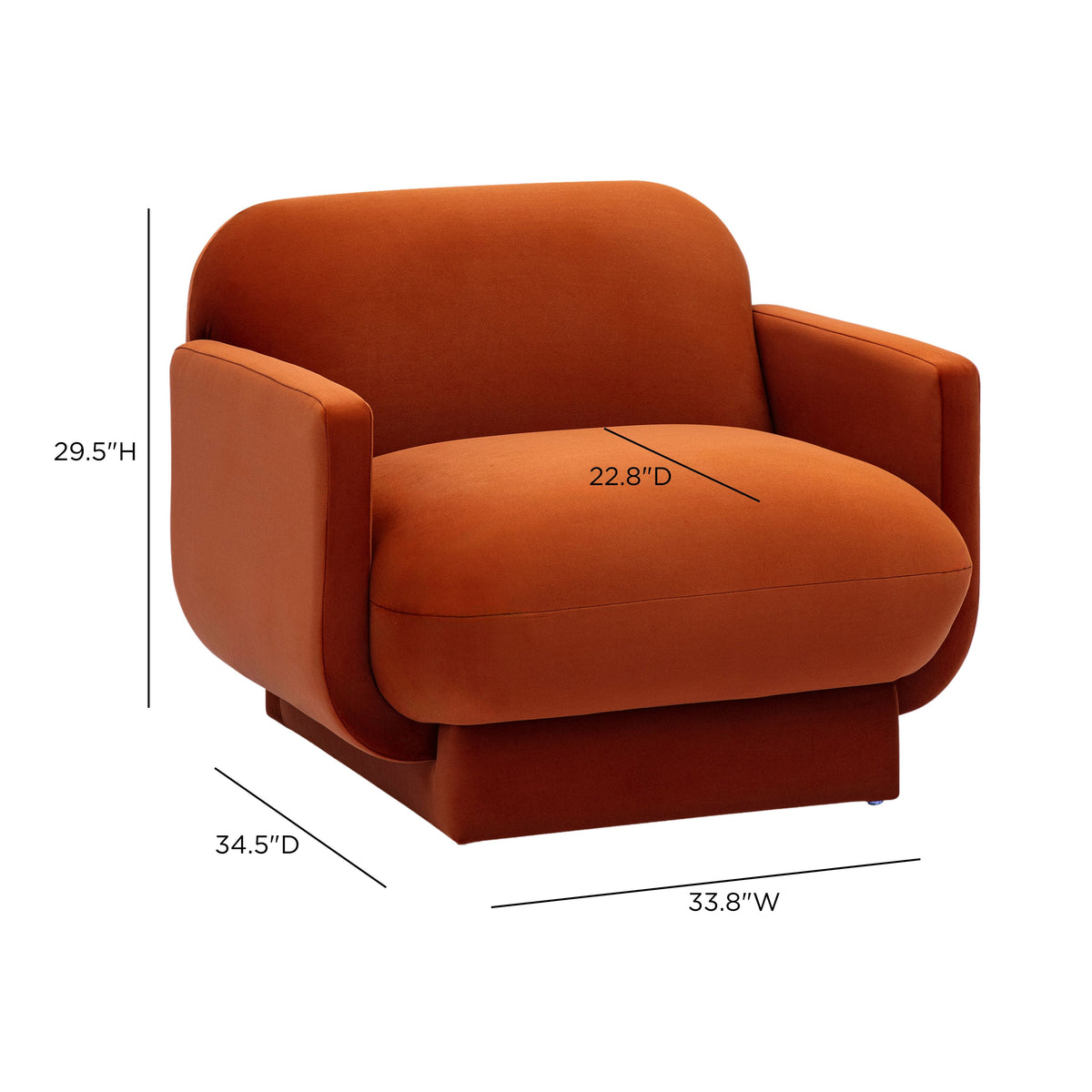 Azalea Performance Velvet Accent Chair - Rust Orange