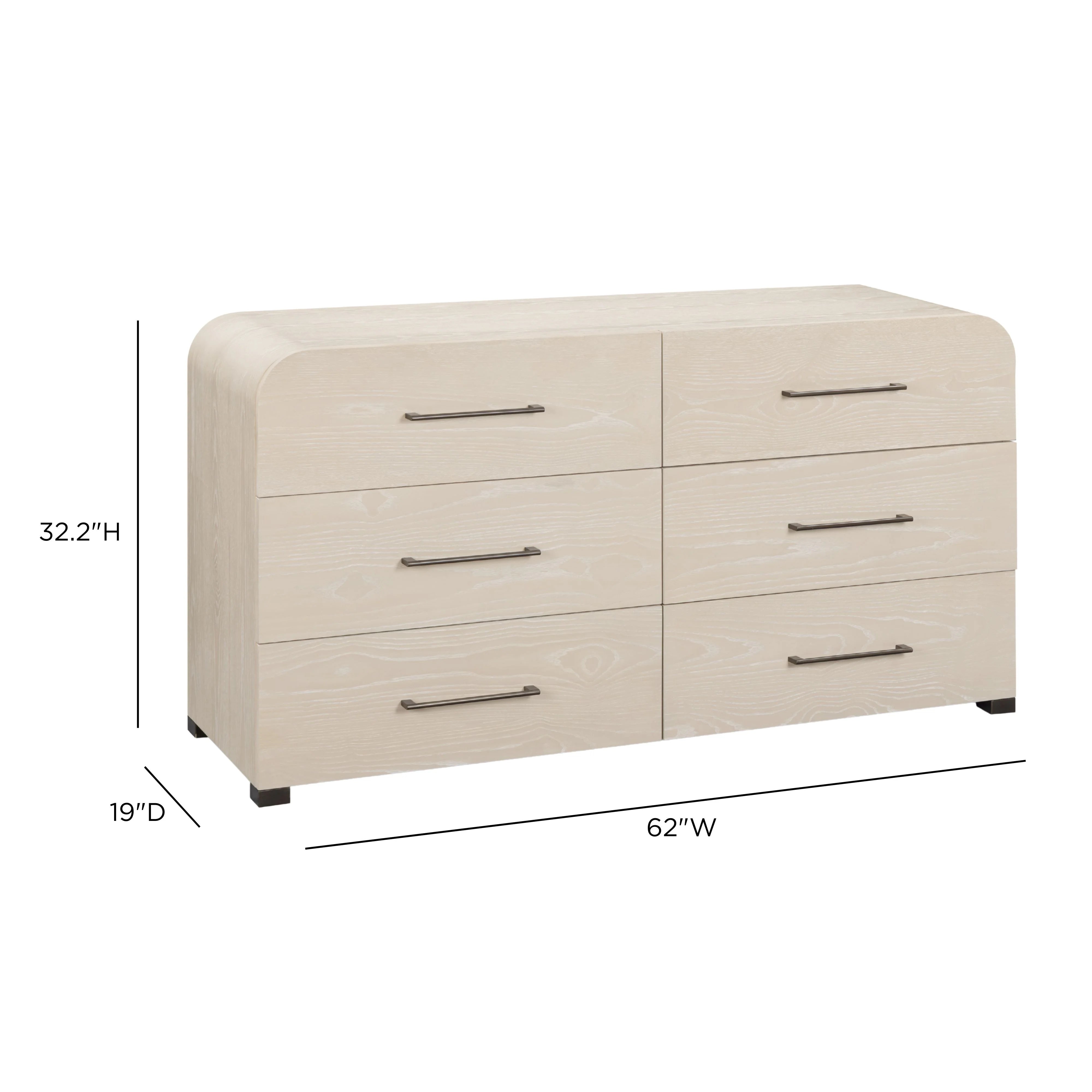 Marissa 62" Ash 6-Drawer Dresser