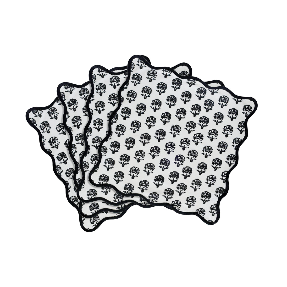 Crissy Cotton Canvas Printed Napkins - Set of 4 - Black Vintage Floral