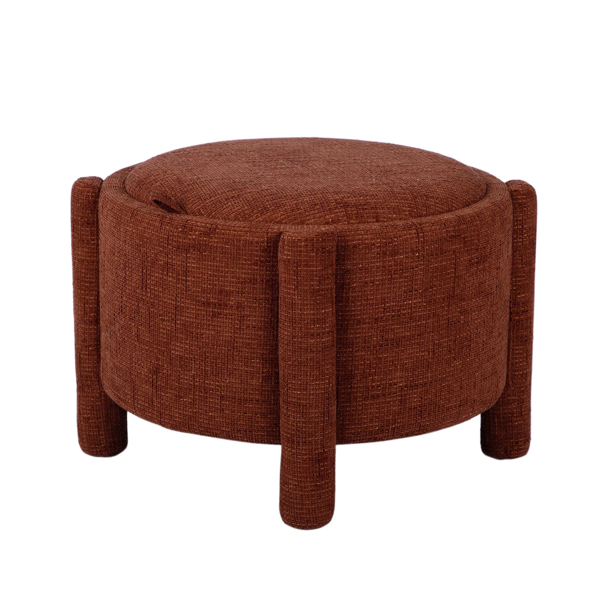 Bellamy Railroad Chenille Storage Stool With Reversible Tray Top