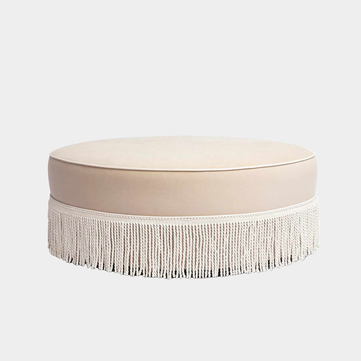 Tassy Tasseled Round Ottoman