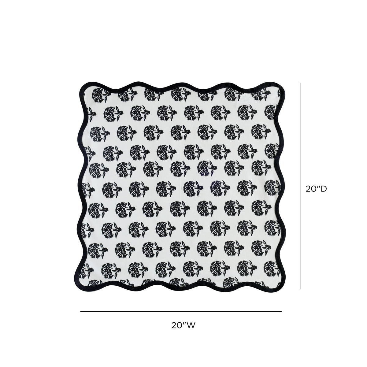 Crissy Cotton Canvas Printed Napkins - Set of 4 - Black Vintage Floral