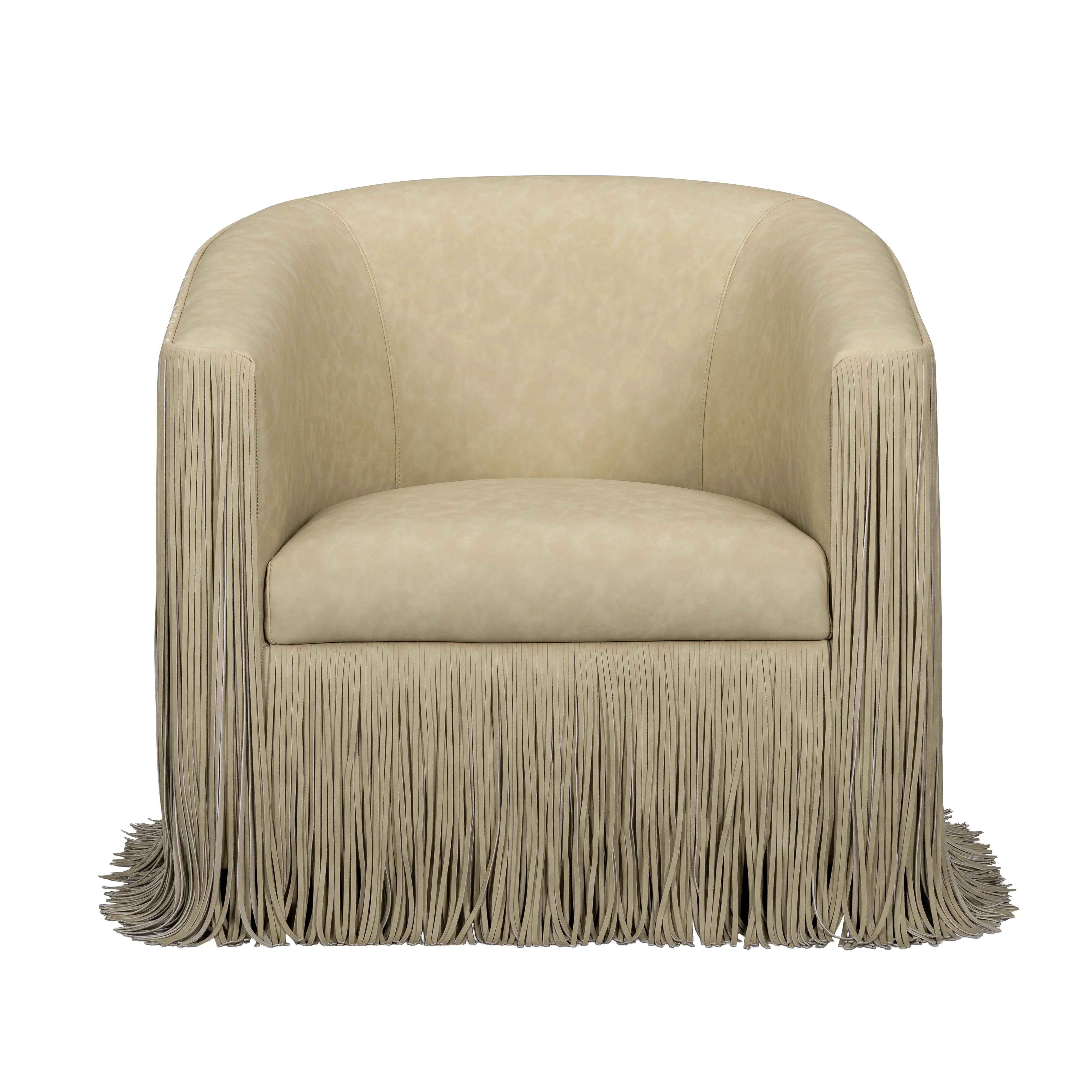 Shag Me Performance Vegan Leather Swivel Accent Chair