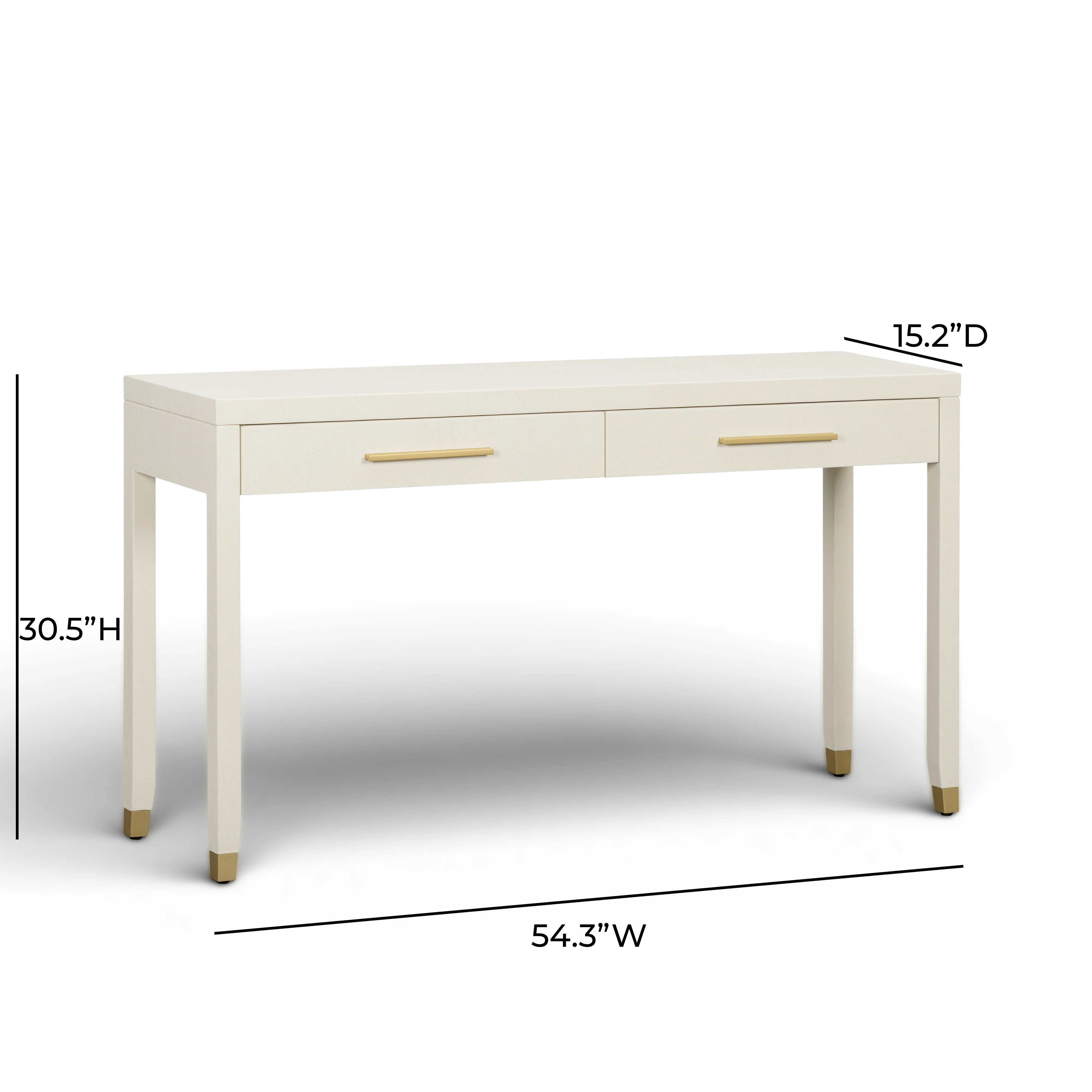 Dani 54" Cream Faux Shagreen 2-Drawer Console Table