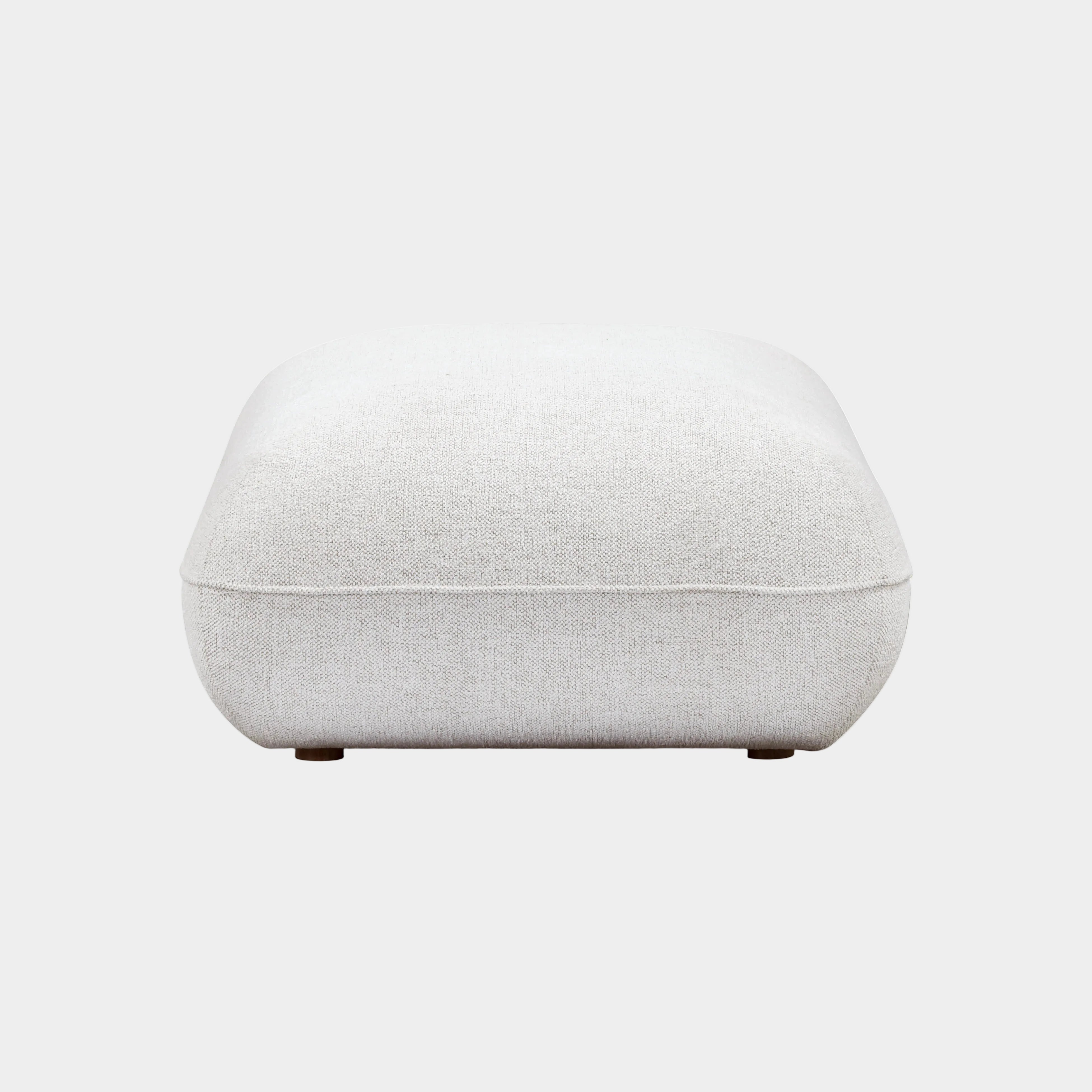 Arezza Stone White Contract-Grade Basketweave Chenille Ottoman